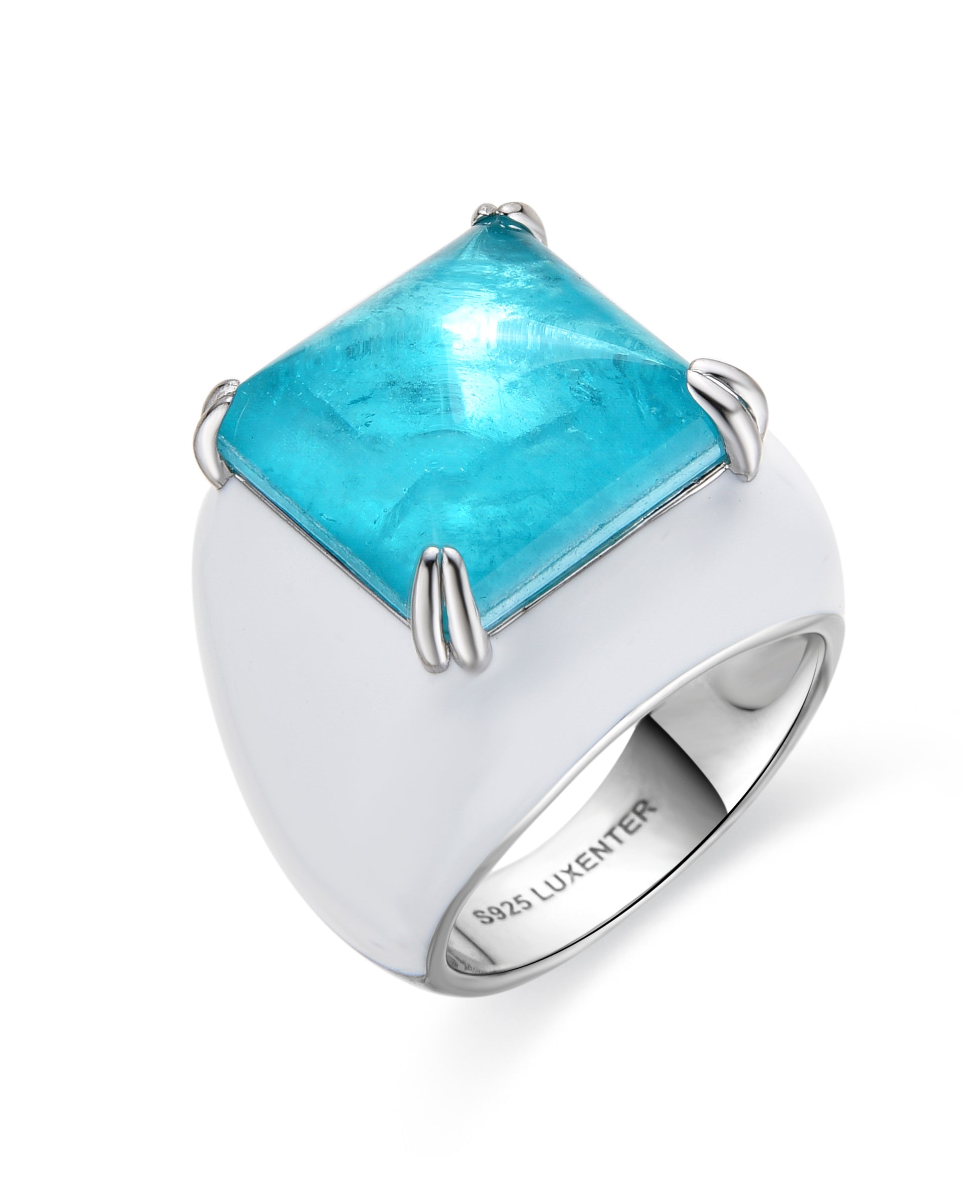 Anillo de Plata de Ley 925 y Cuarzo Hidrotermal Cereza acabado rodio - Zadsi