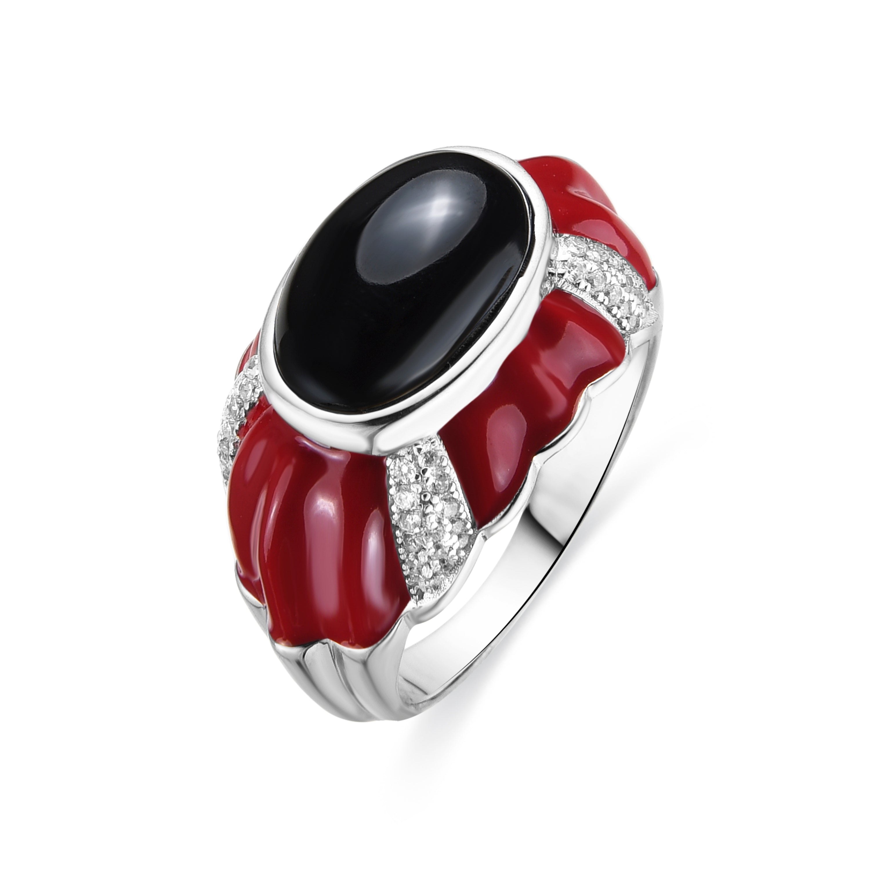 Anillo de Plata de Ley 925 y Lacado Rojo acabado rodio - Rendi