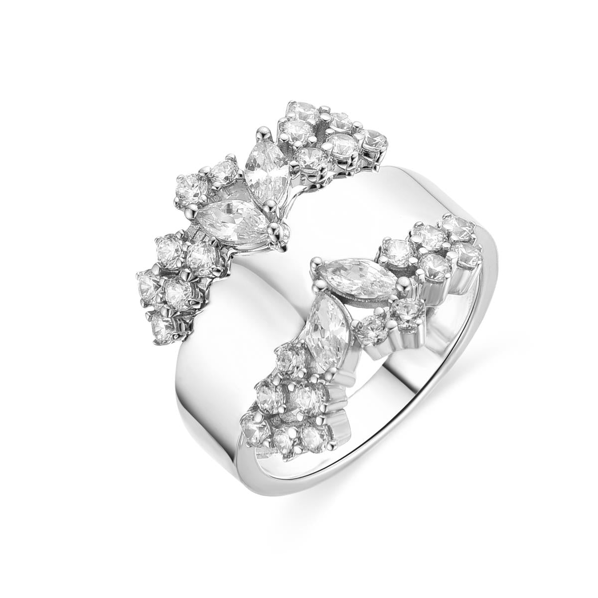 Anillo de Plata de Ley 925 y Circonita Brillante acabado rodio - Larent