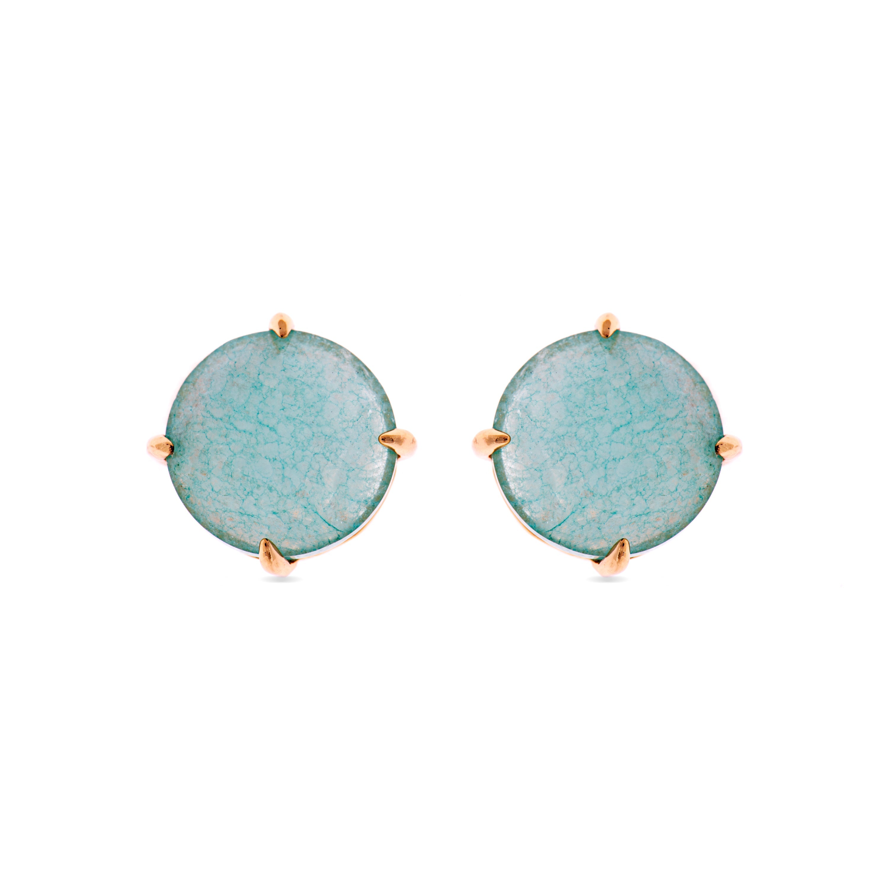Orecchini in Argento Sterling 925 con Giada Verde finiti in oro giallo 18K - Ninoe