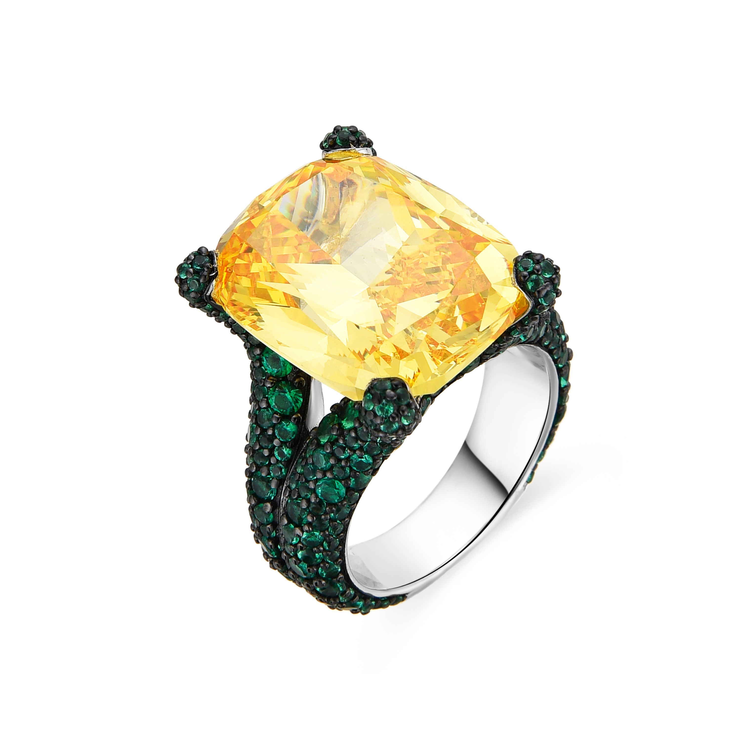 925 Sterling Silver Ring and Padparadscha finished in 18k yellow gold - Talial
