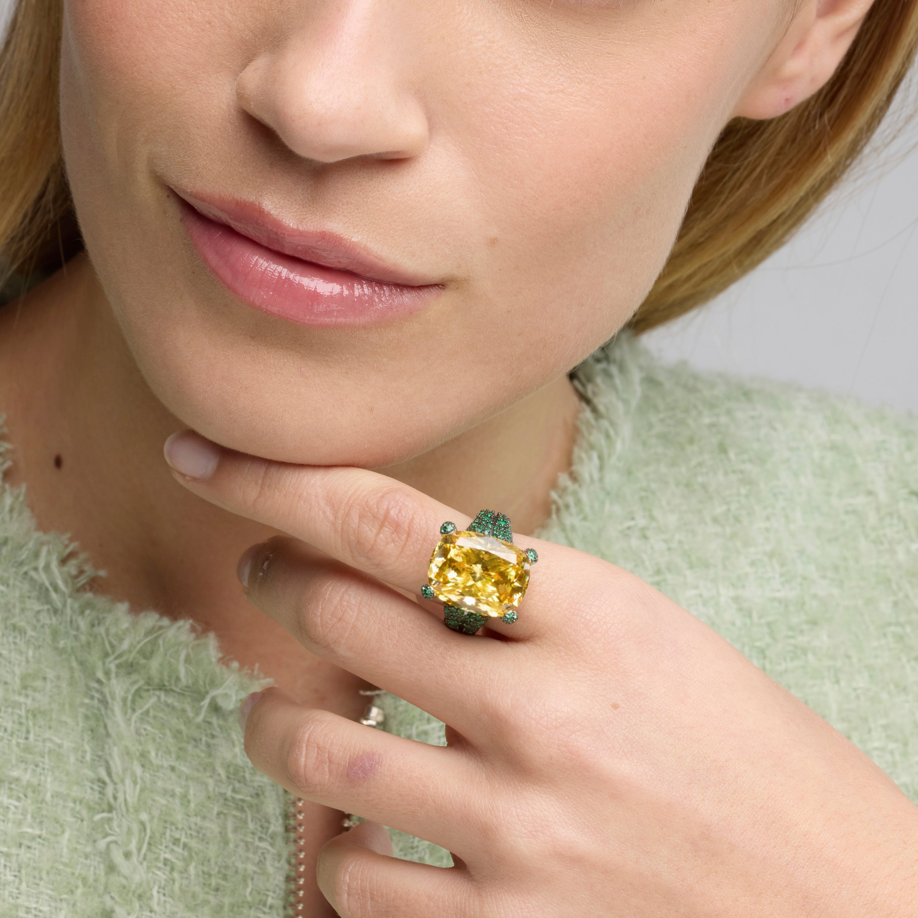 925 Sterling Silver Ring and Padparadscha finished in 18k yellow gold - Talial