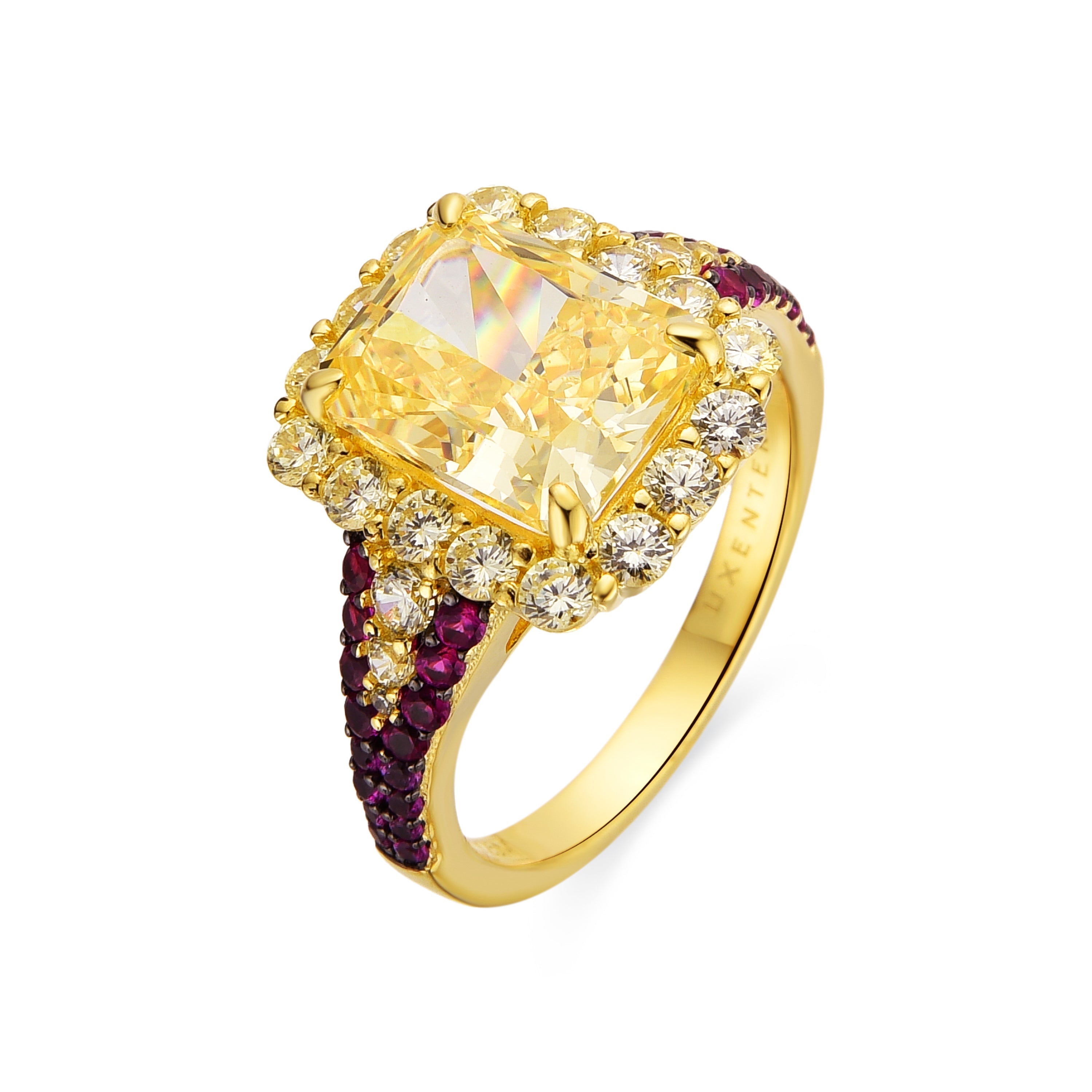 925 Sterling Silver Ring and 18k Yellow Gold Padparadscha - Cabel
