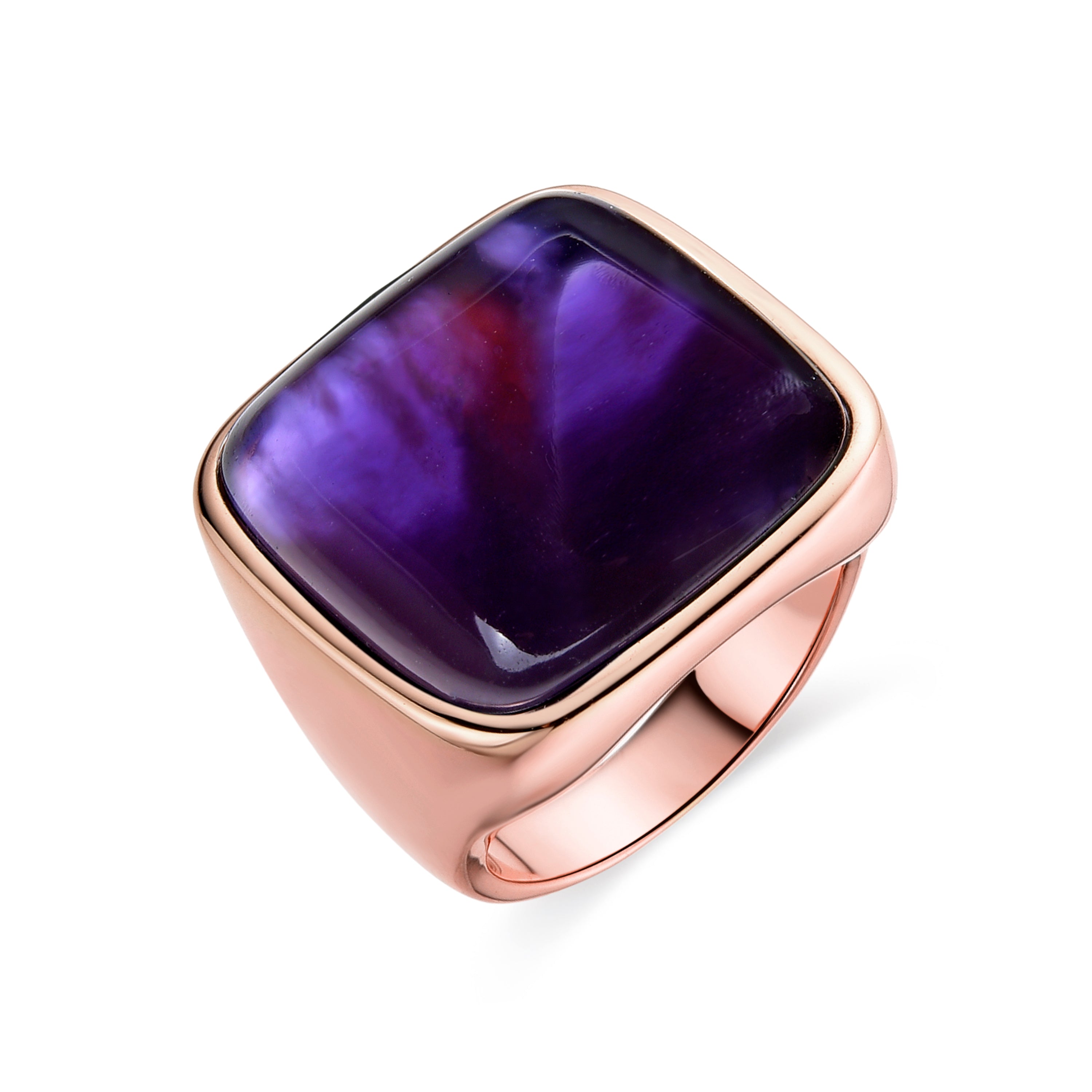 Anillo de Plata de Ley 925 con Cuarzo Hidrotermal Lapislazuli acabado en oro rosa 18K - Zenshi
