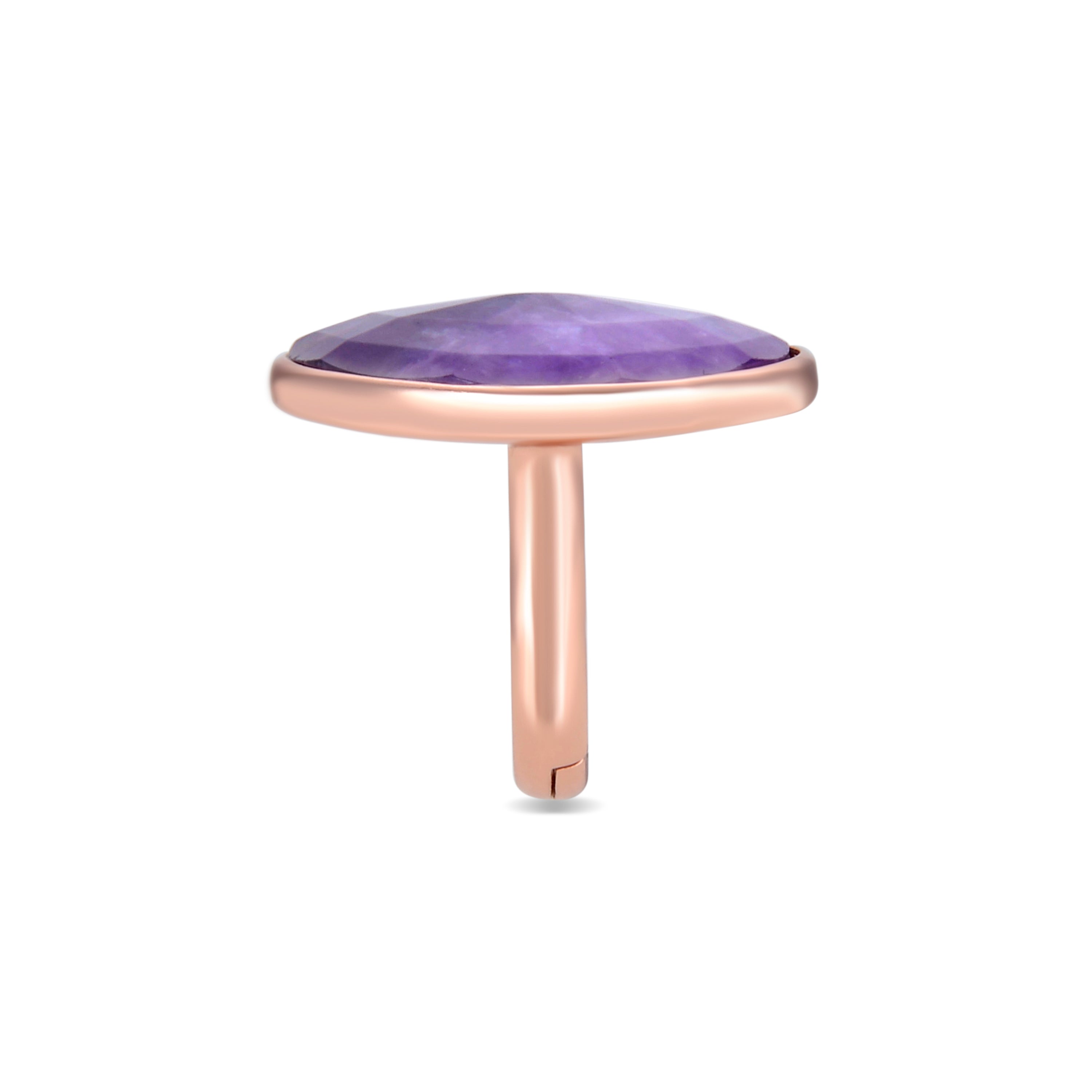 Anillo de Plata de Ley 925 con Cuarzo Hidrotermal Amatista acabado en oro rosa 18K - Taru