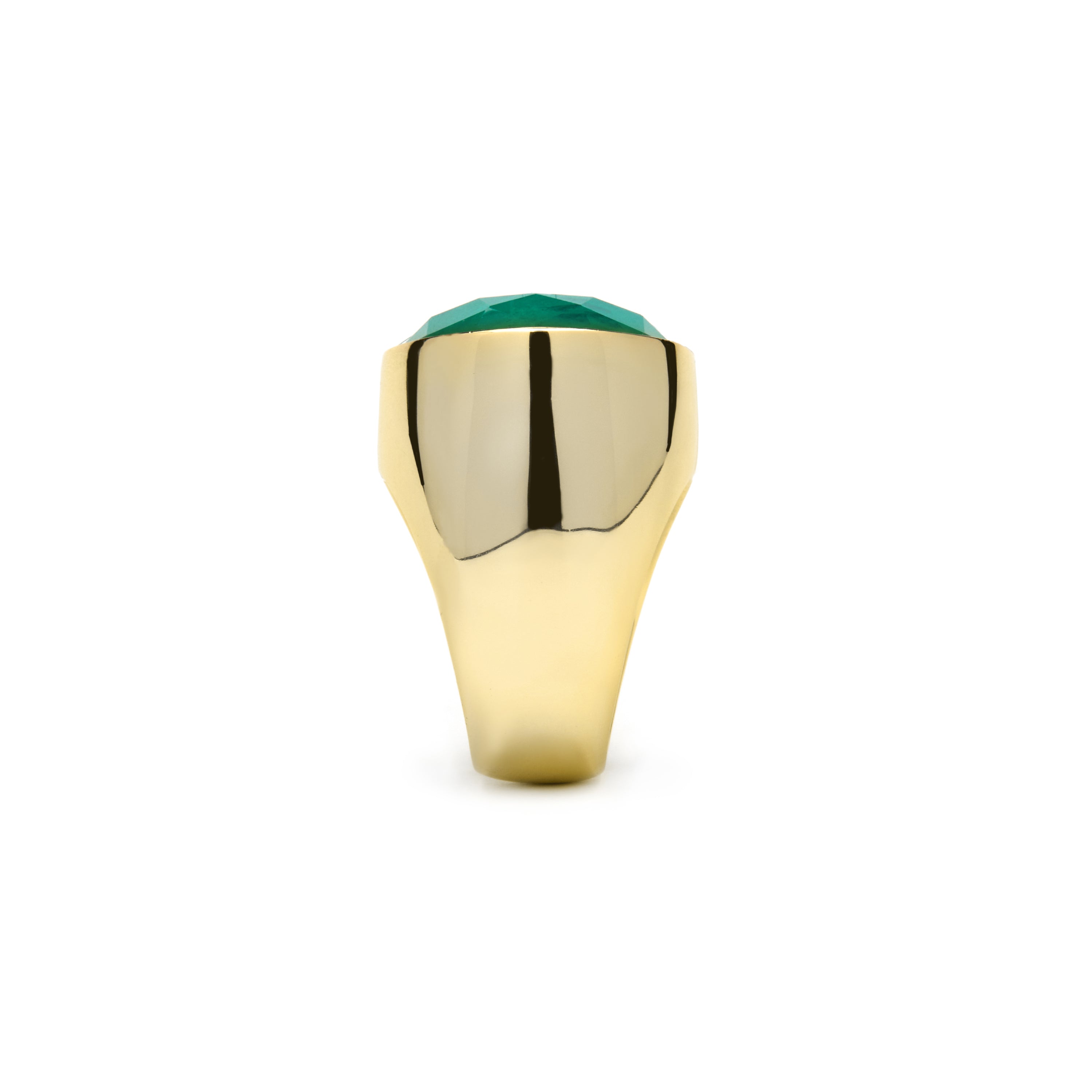 Anillo de Plata de Ley 925 y Circonita Verde acabado oro amarillo de 18k - Jadir