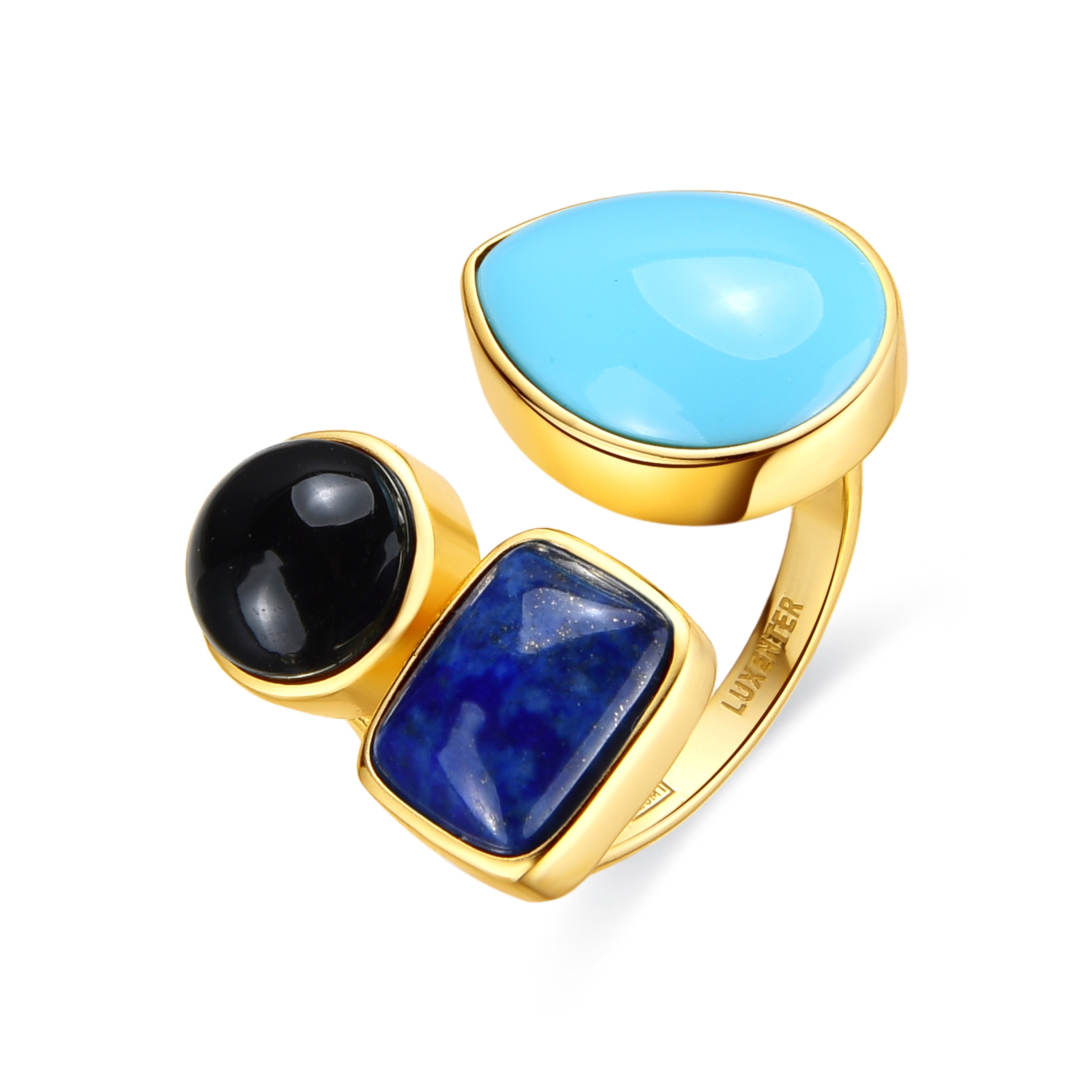 Anillo de Plata de Ley 925 y Cuarzo Hidrotermal Verde Paraiba acabado oro amarillo de 18k - Miya