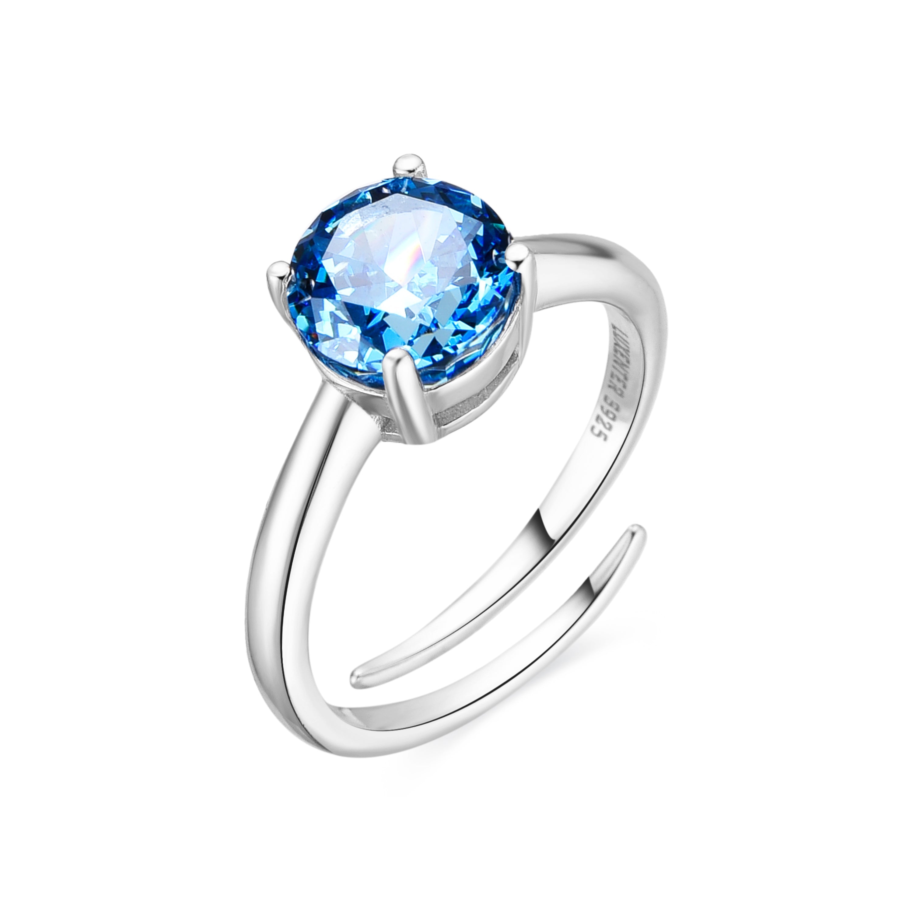 Anillo de Plata de Ley 925 y Circonita Topacio Azul acabado en rodio - Baran