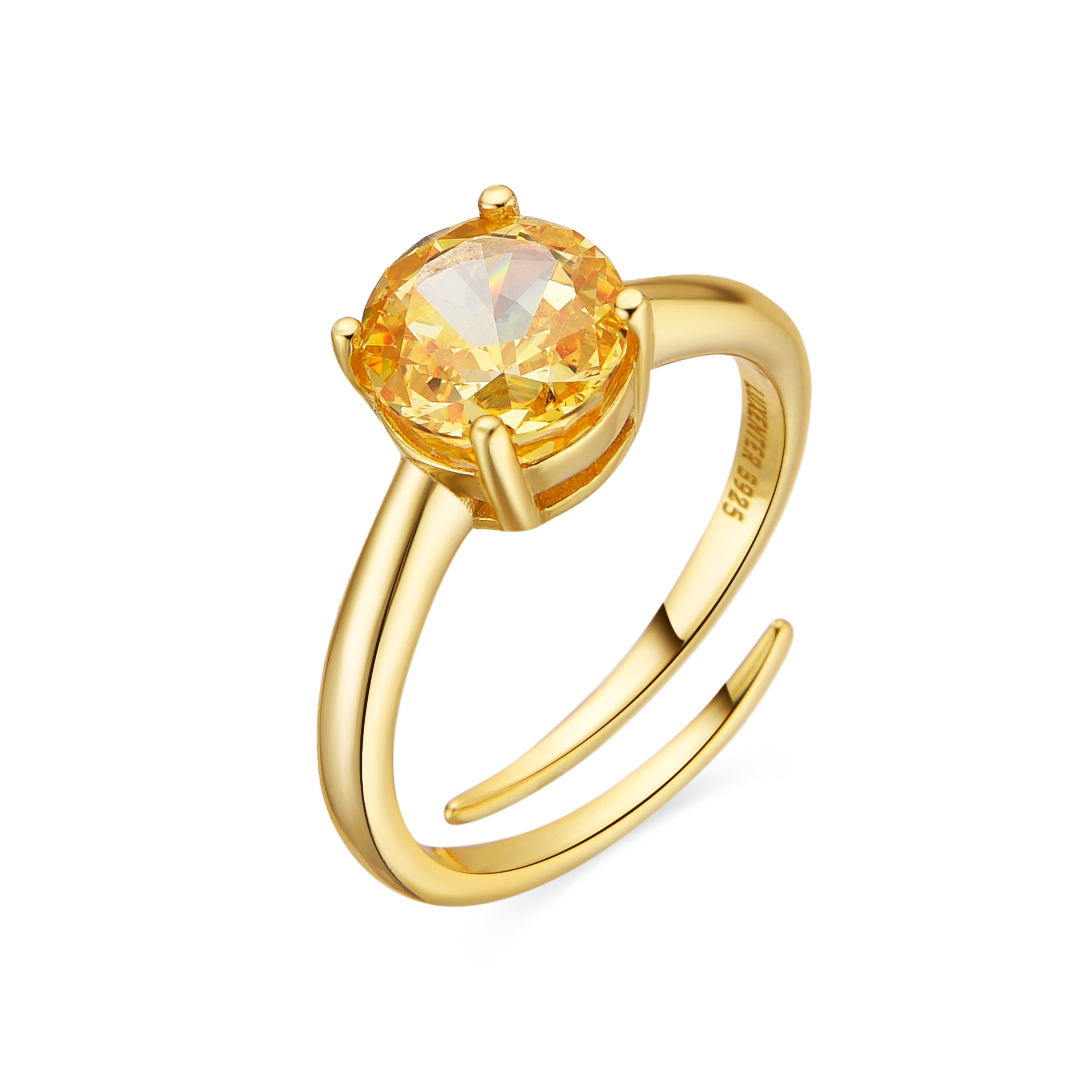 Anillo de Plata de Ley 925 y Padparadscha acabado oro 18k - Baran