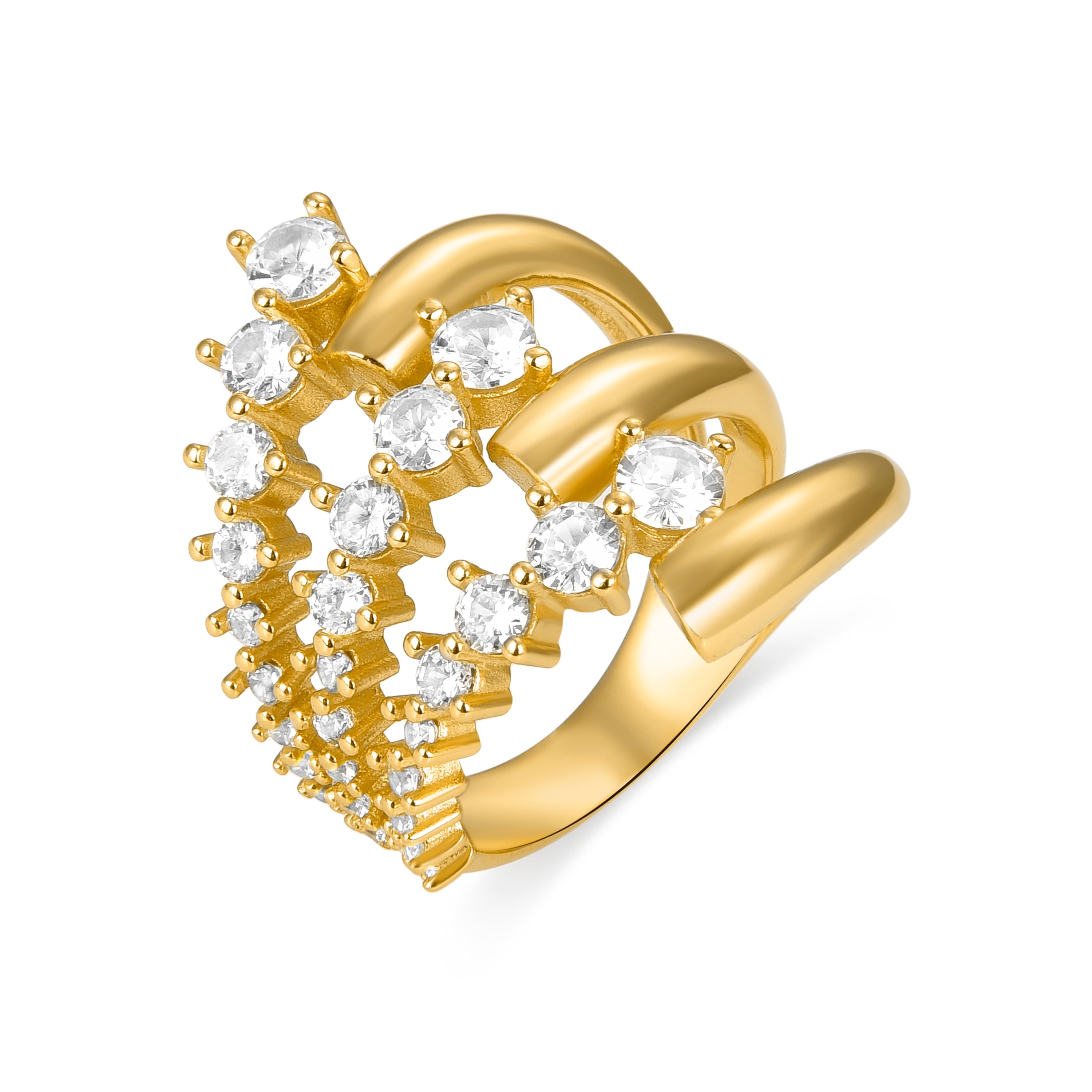 Anillo de Plata de Ley 925 con Circonita Brillante acabado en oro amarillo 18K - Dusran