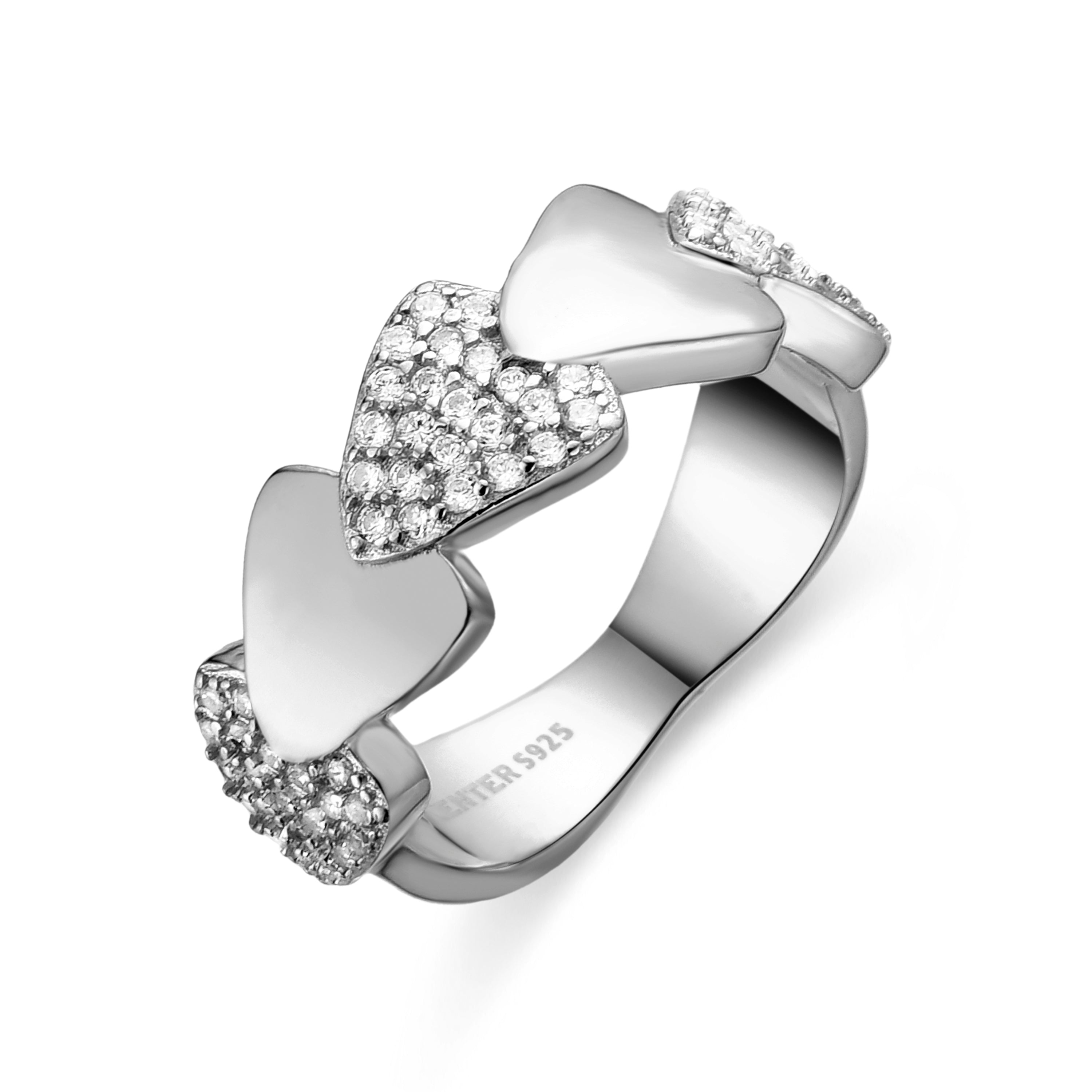 Anillo de Plata de Ley 925 con Circonita Brillante acabado en rodio - Dyom