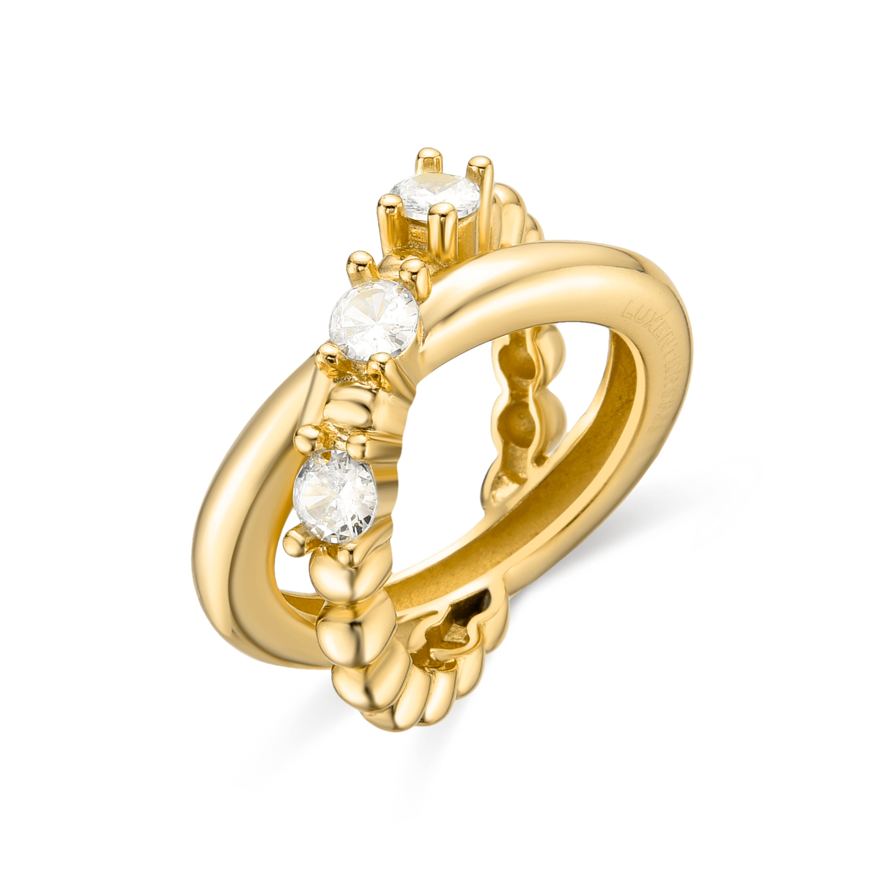 Anillo de Plata de Ley 925 con Circonita Brillante acabado en oro amarillo 18K - Khopia