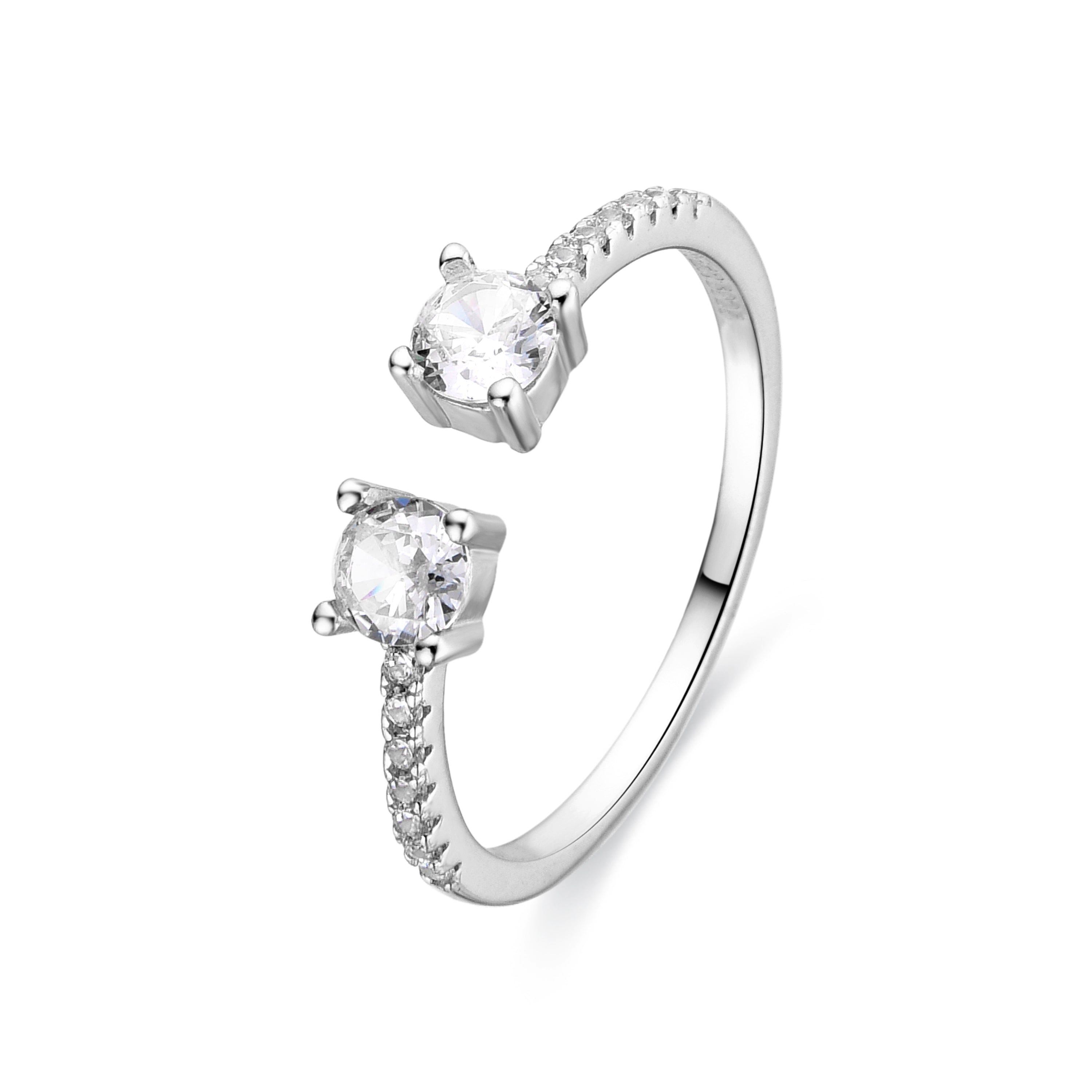 Anillo de Plata de Ley 925 y Circonita Brillante acabado en rodio - Kaio