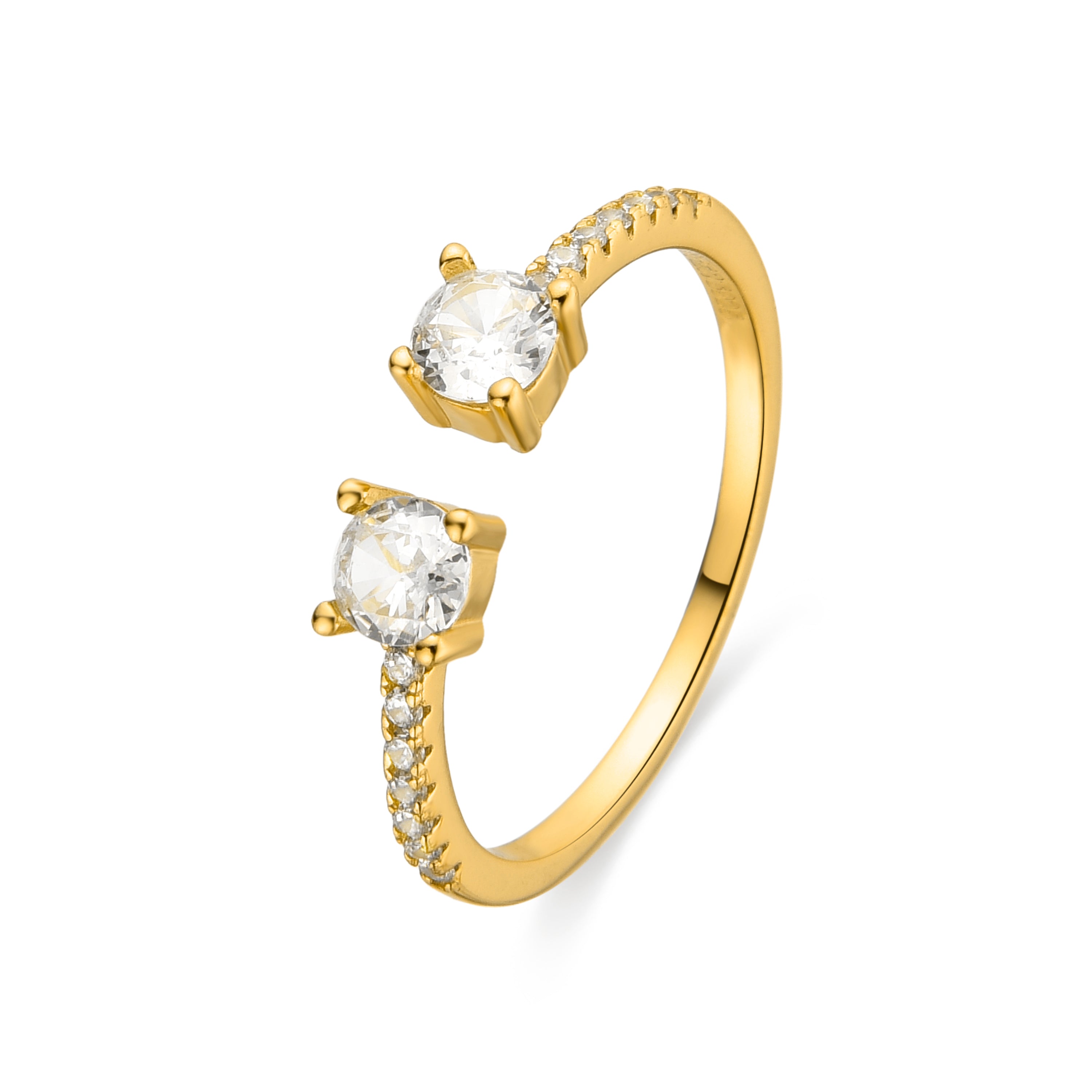 Anillo de Plata de Ley 925 y Circonita Brillante acabado en oro amarillo 18K - Kaio