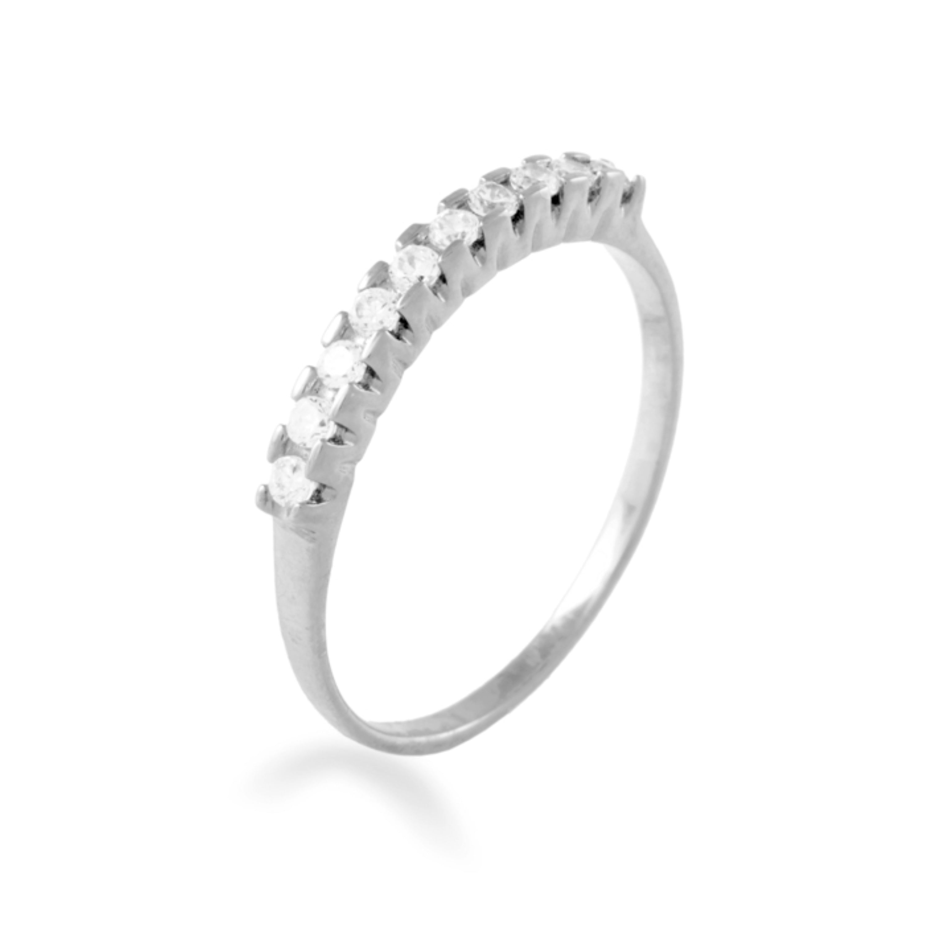 Anillo de Plata de Ley 925 con Circonita Brillante acabado en rodio - Semanario