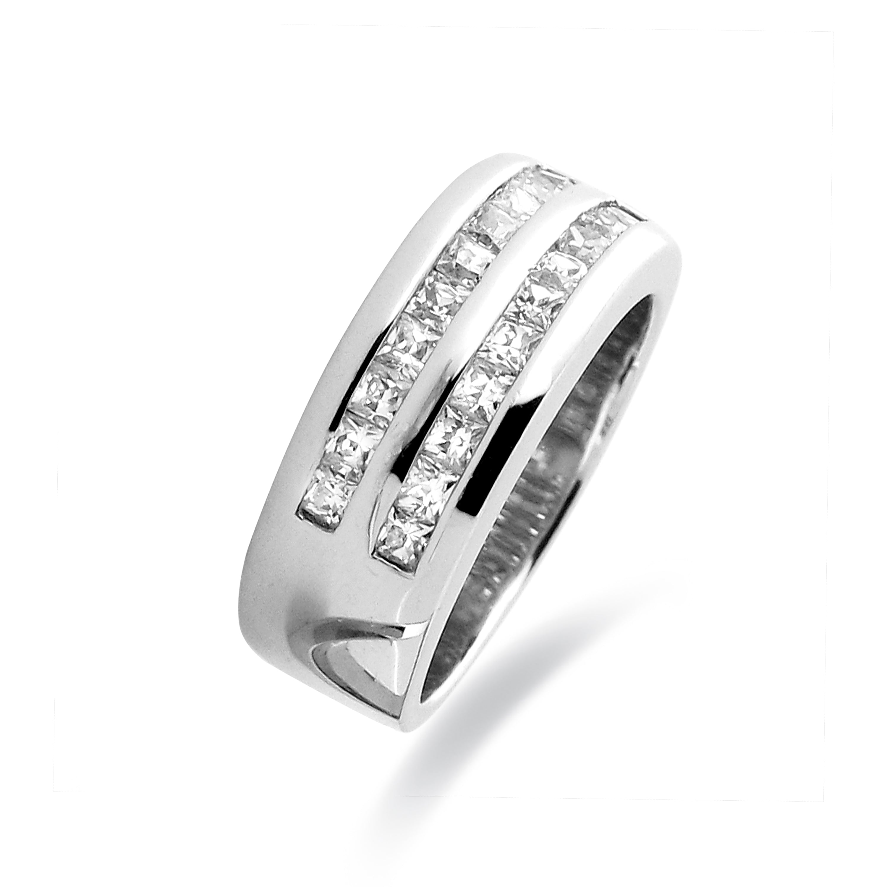 Anillo de Plata de Ley 925 con Circonita Brillante acabado en rodio - Paralell