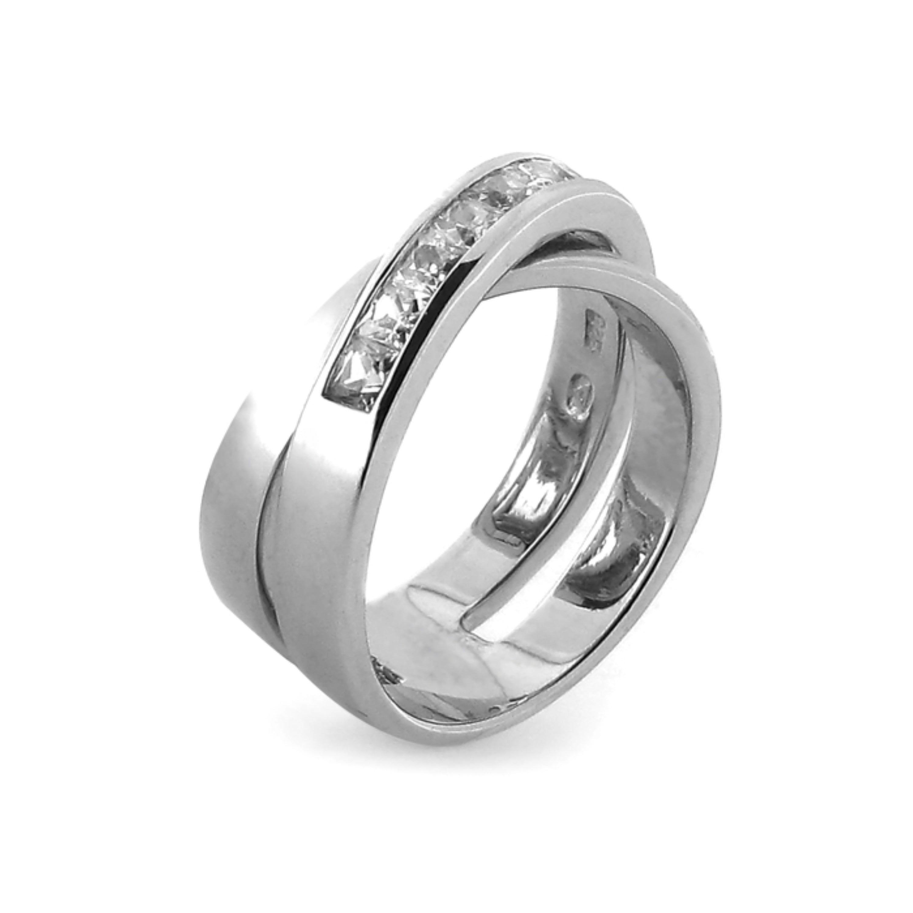 Anillo de Plata de Ley 925 con Circonita Brillante acabado en rodio - Reina