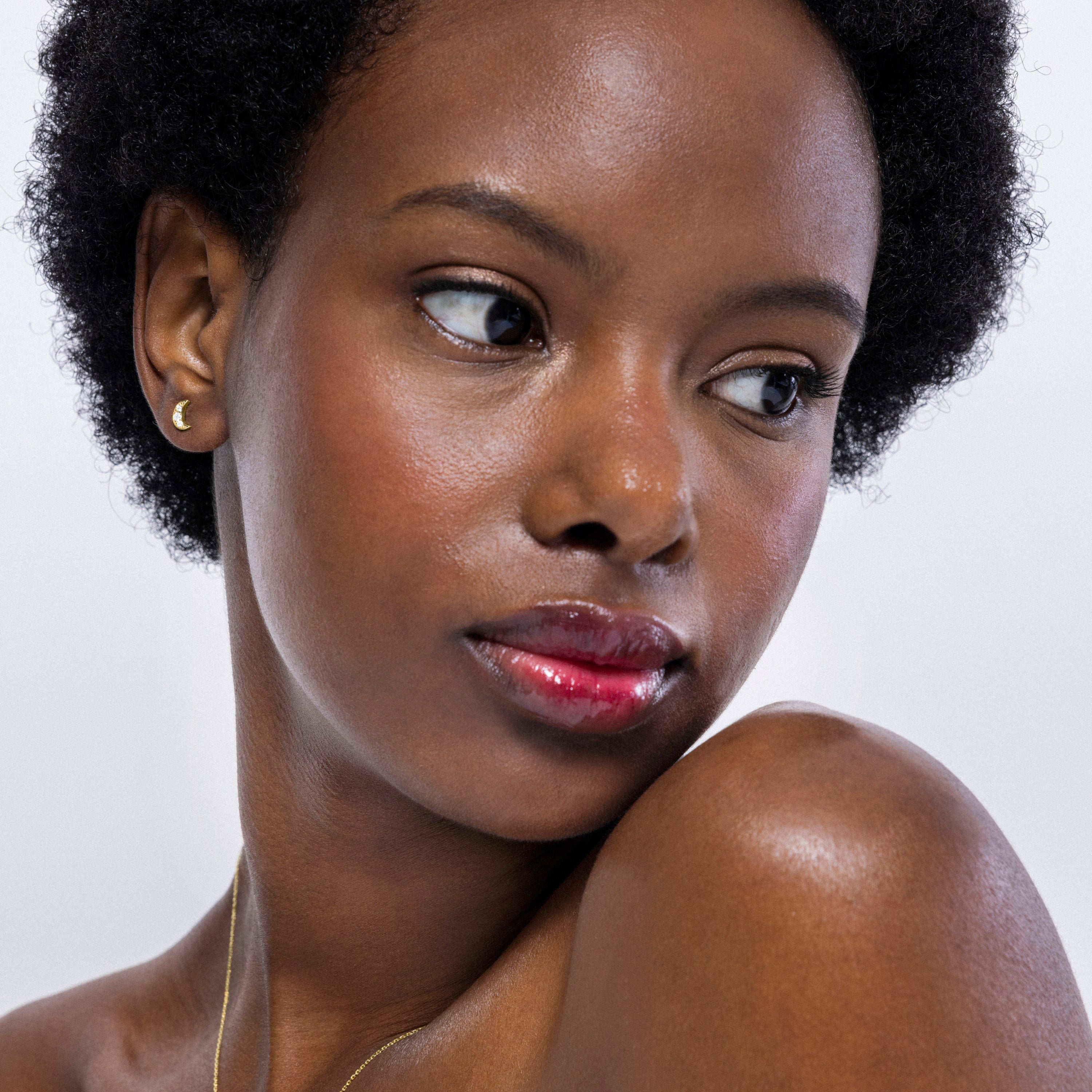 Pendientes Moon oro de ley de 18k y diamantes