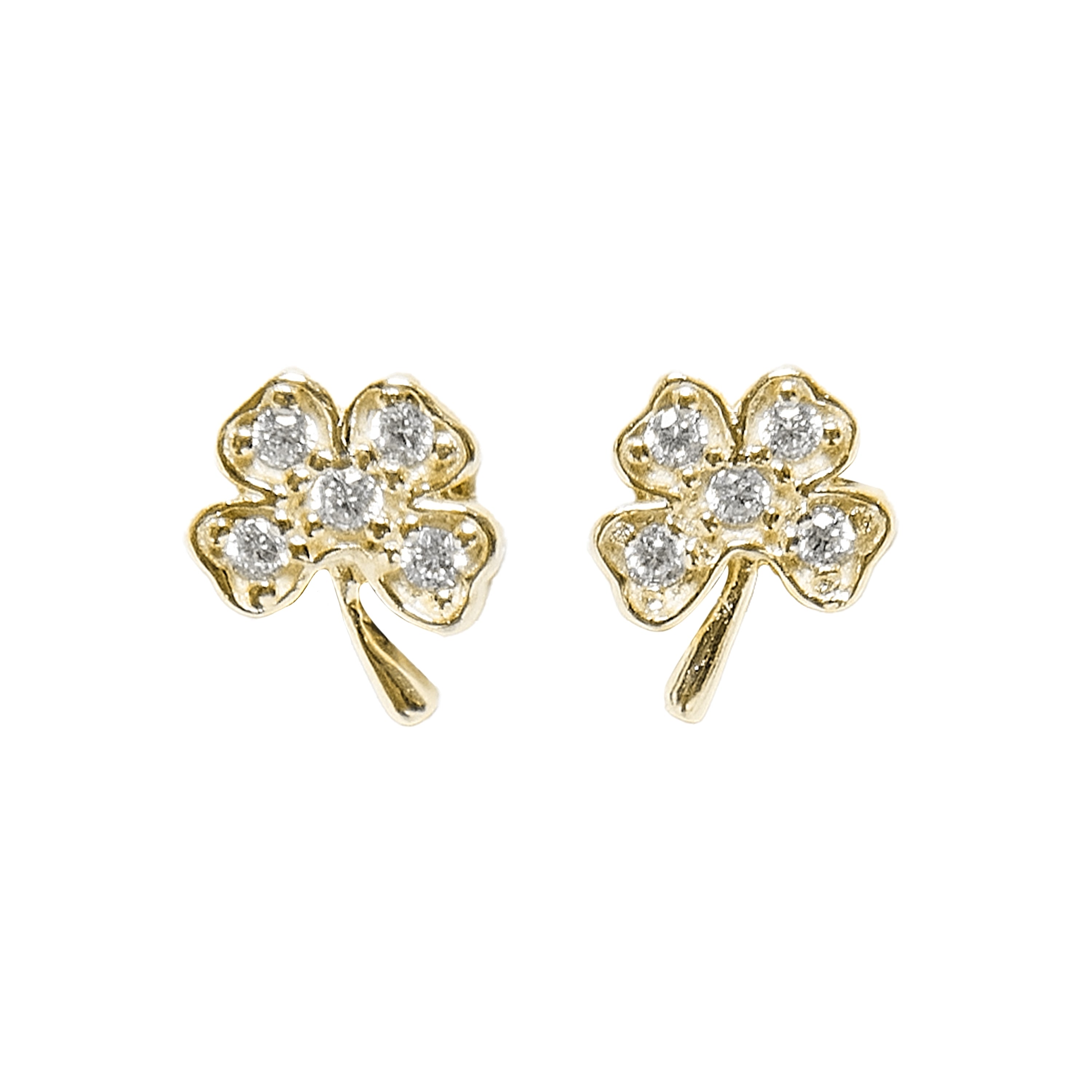 Pendientes Trebol oro de ley de 18k y diamantes