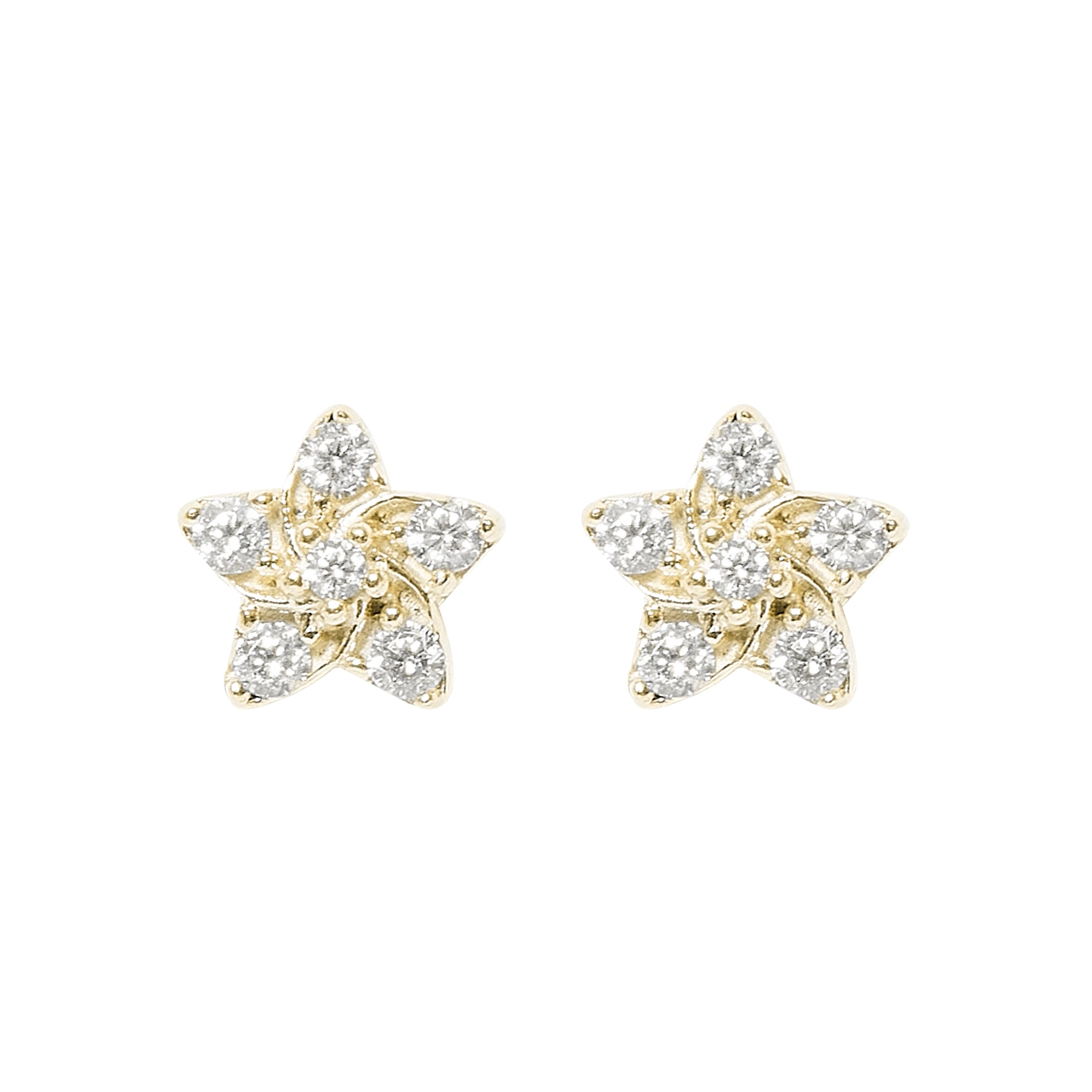 Pendientes Flower oro de ley de 18k y diamantes