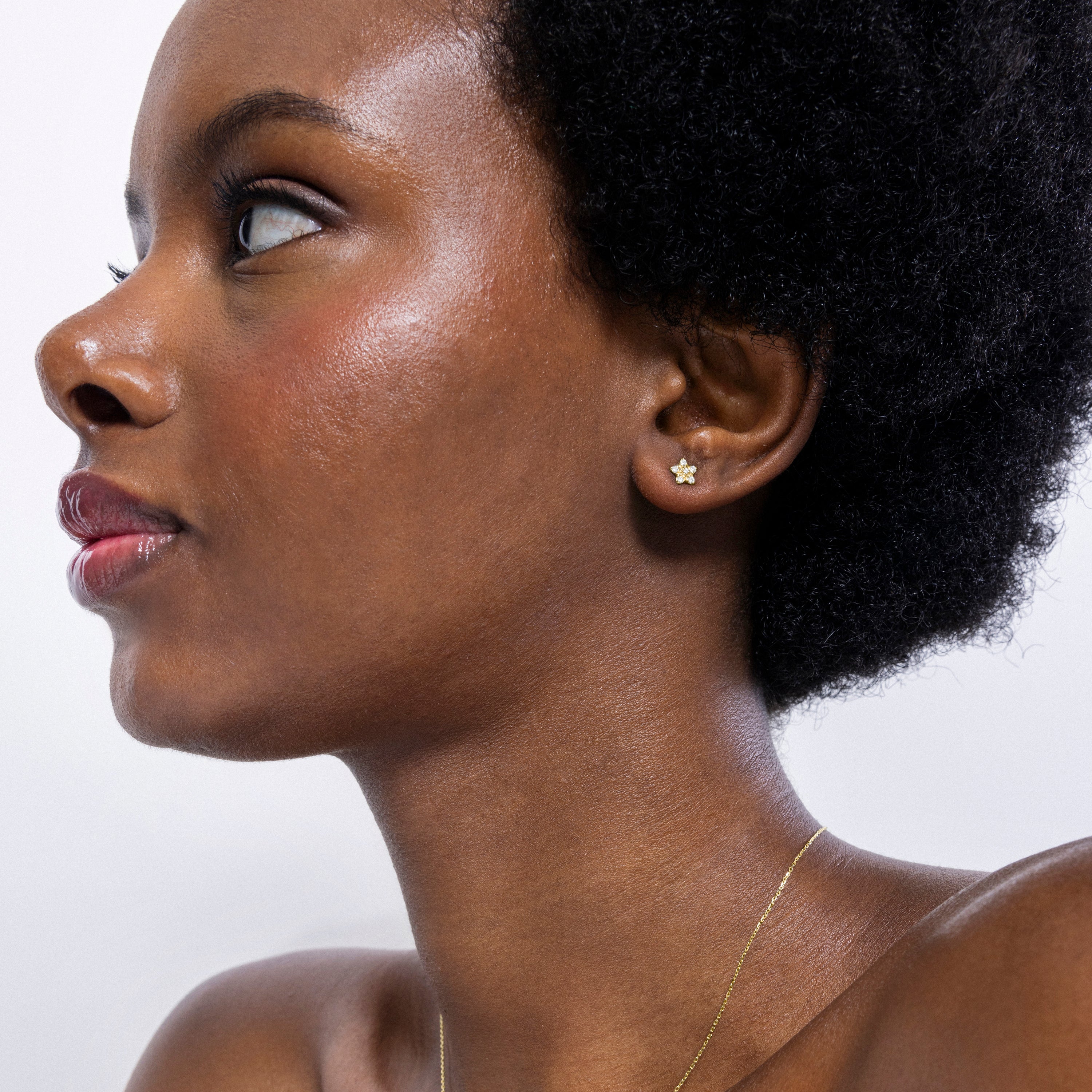 Pendientes Flower oro de ley de 18k y diamantes