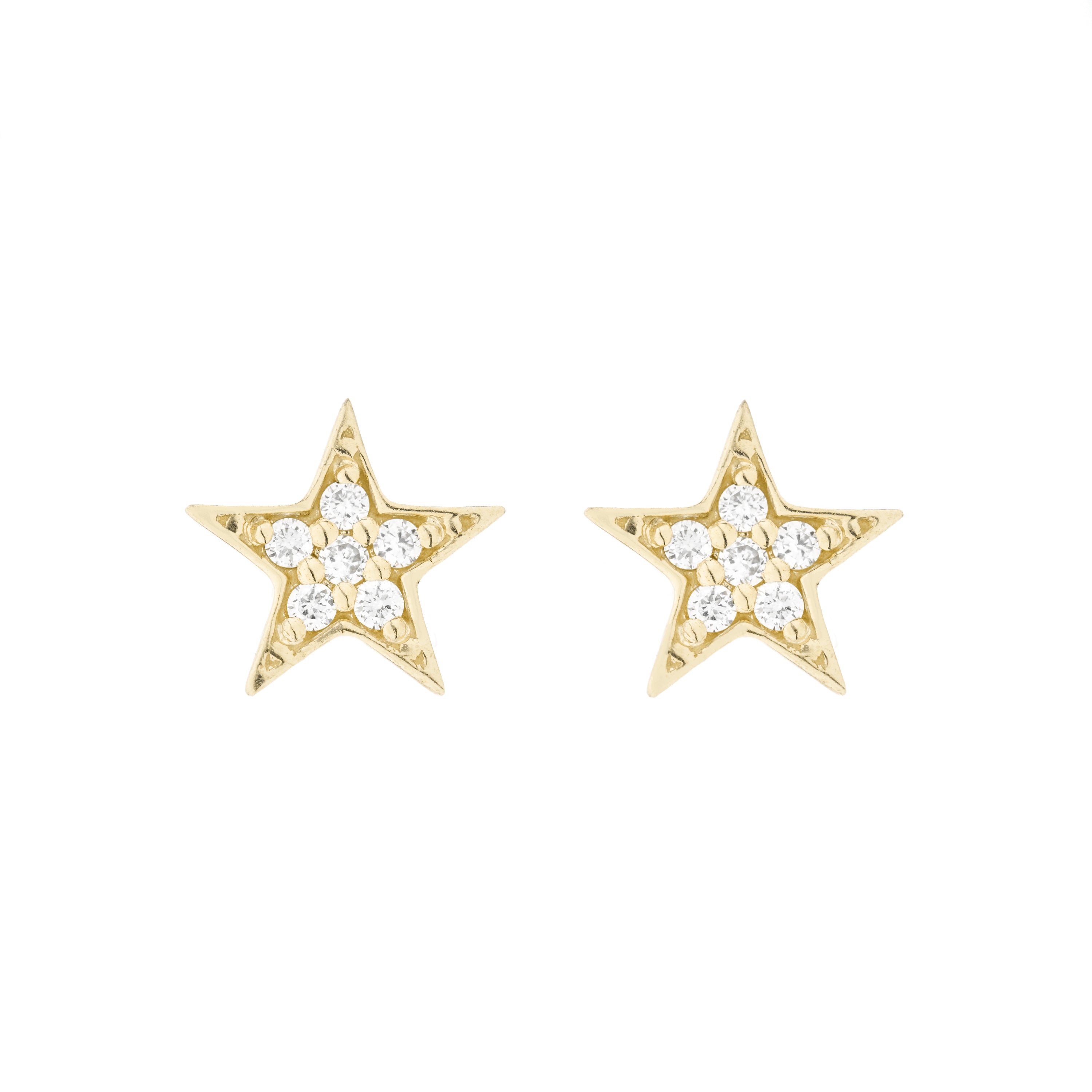 Pendientes Star oro de ley de 18k y diamantes