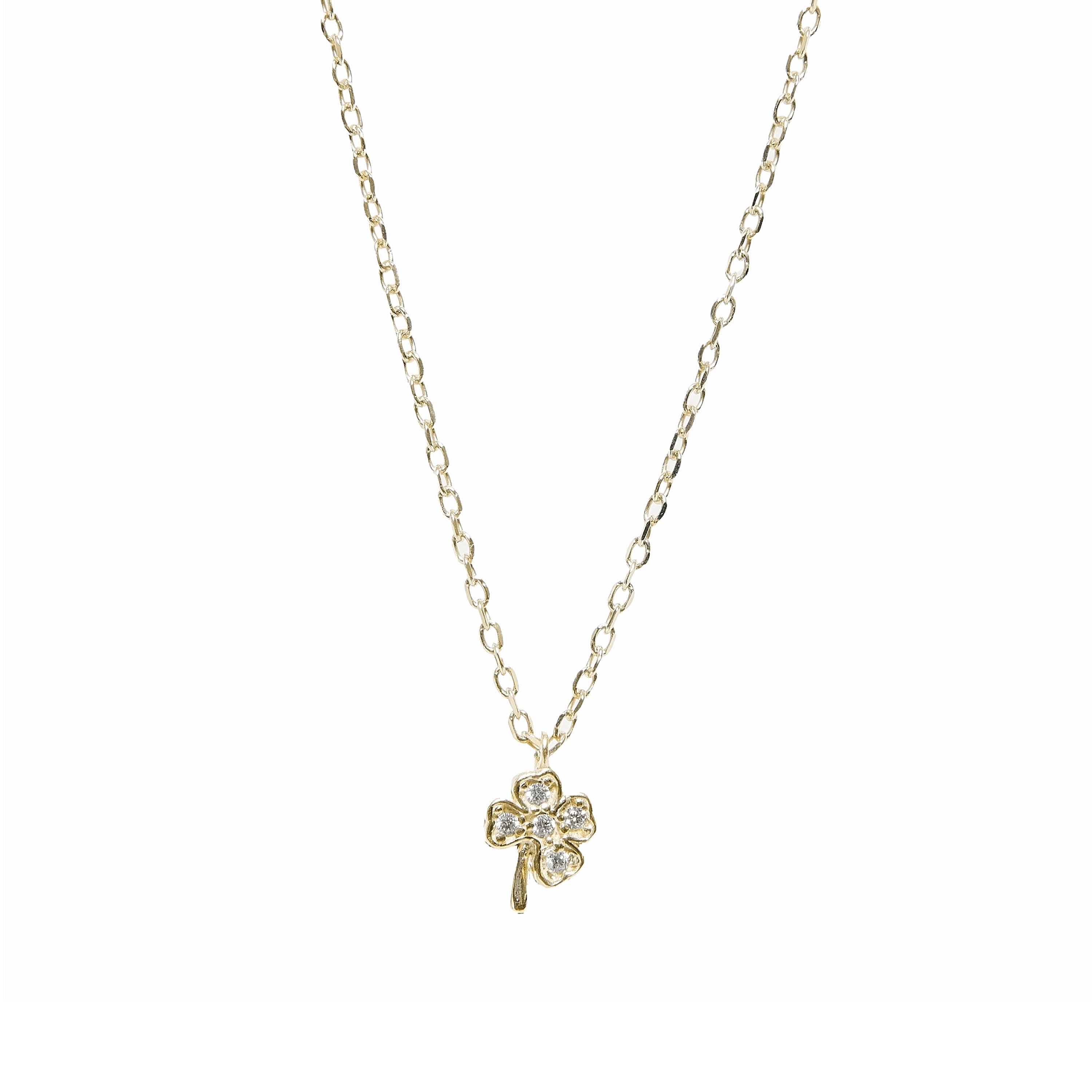 Collar Trebol oro de ley de 18k y diamantes