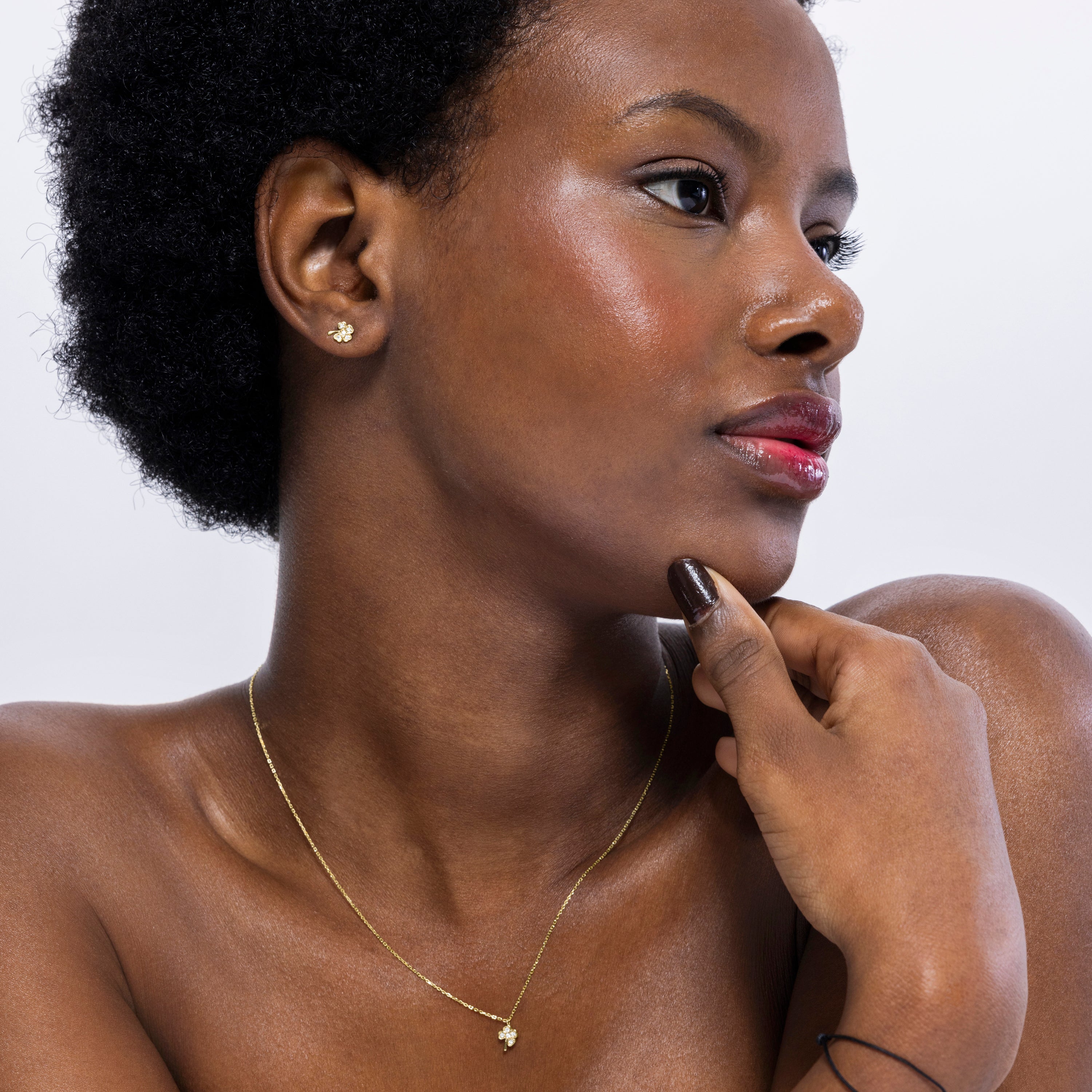 Collar Trebol oro de ley de 18k y diamantes