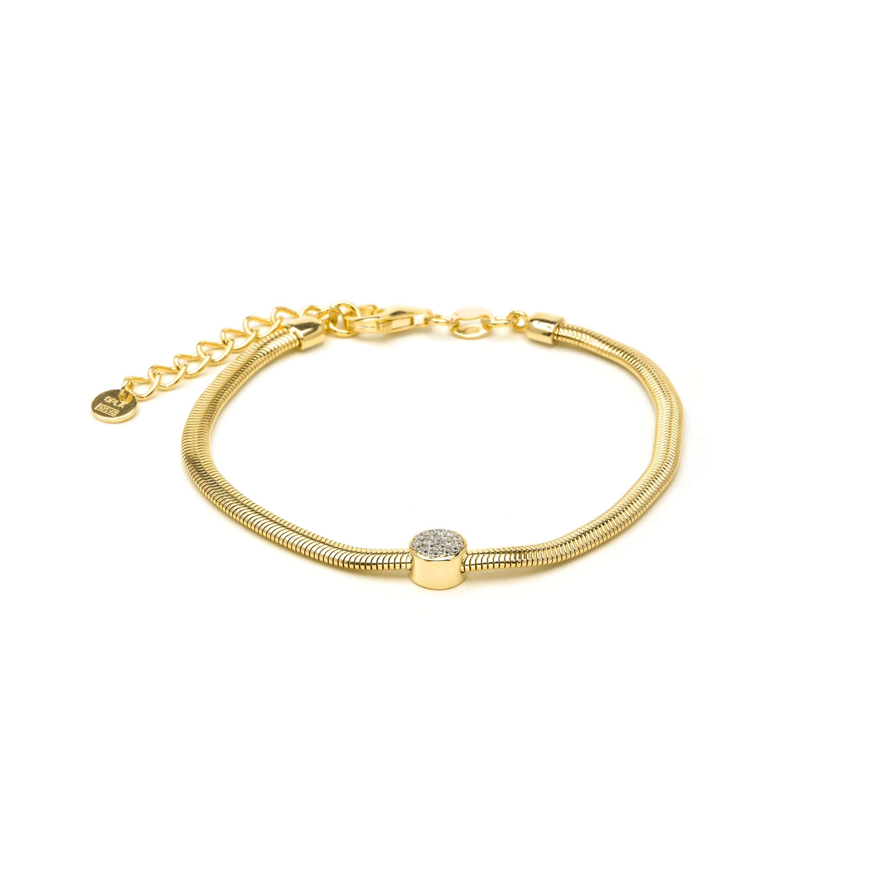 Pulsera de Plata de Ley 925 y Circonita Brillante acabado en oro amarillo 18k - Ranius