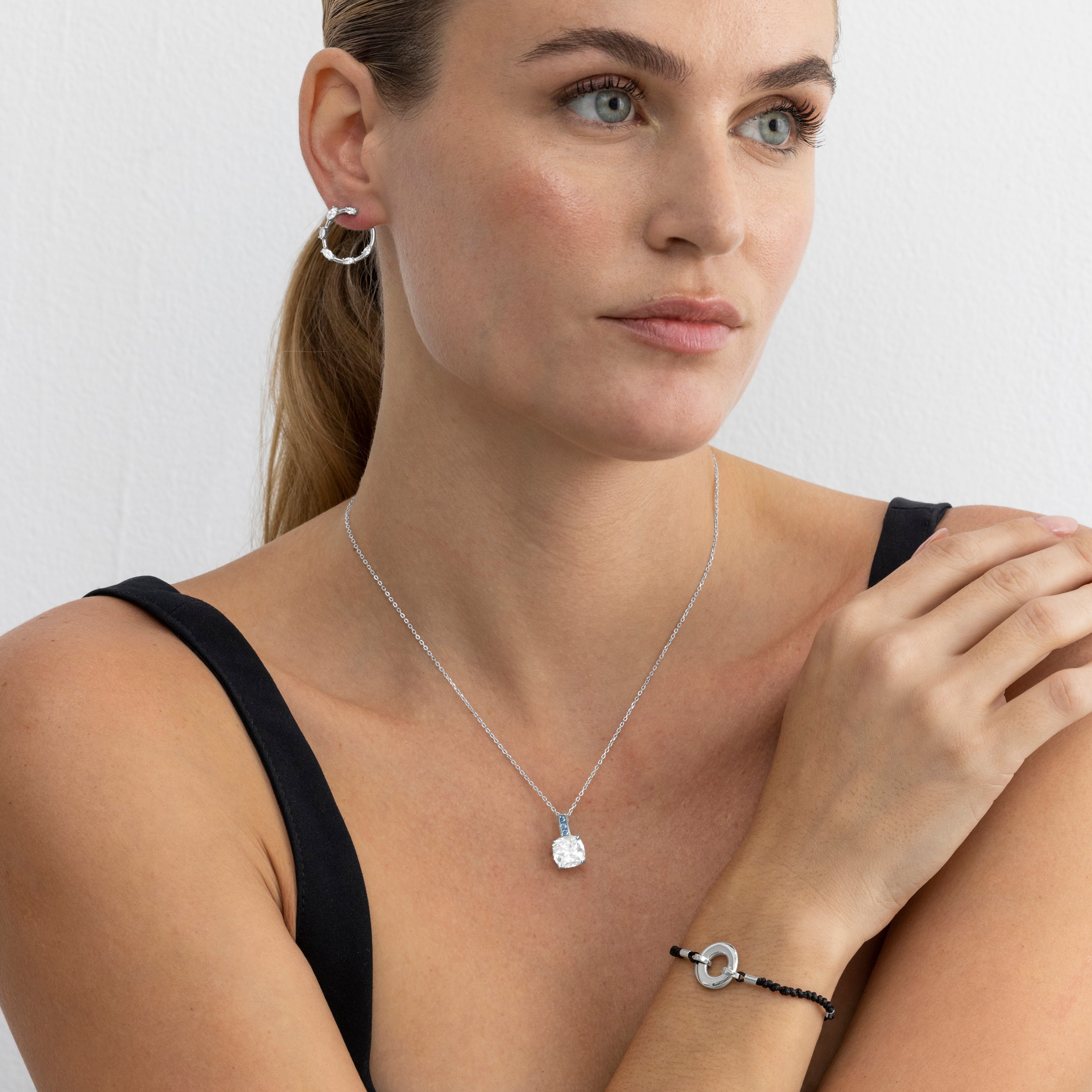 Pulsera de Plata de Ley 925 y Circonita Brillante acabado en rodio - Toropo