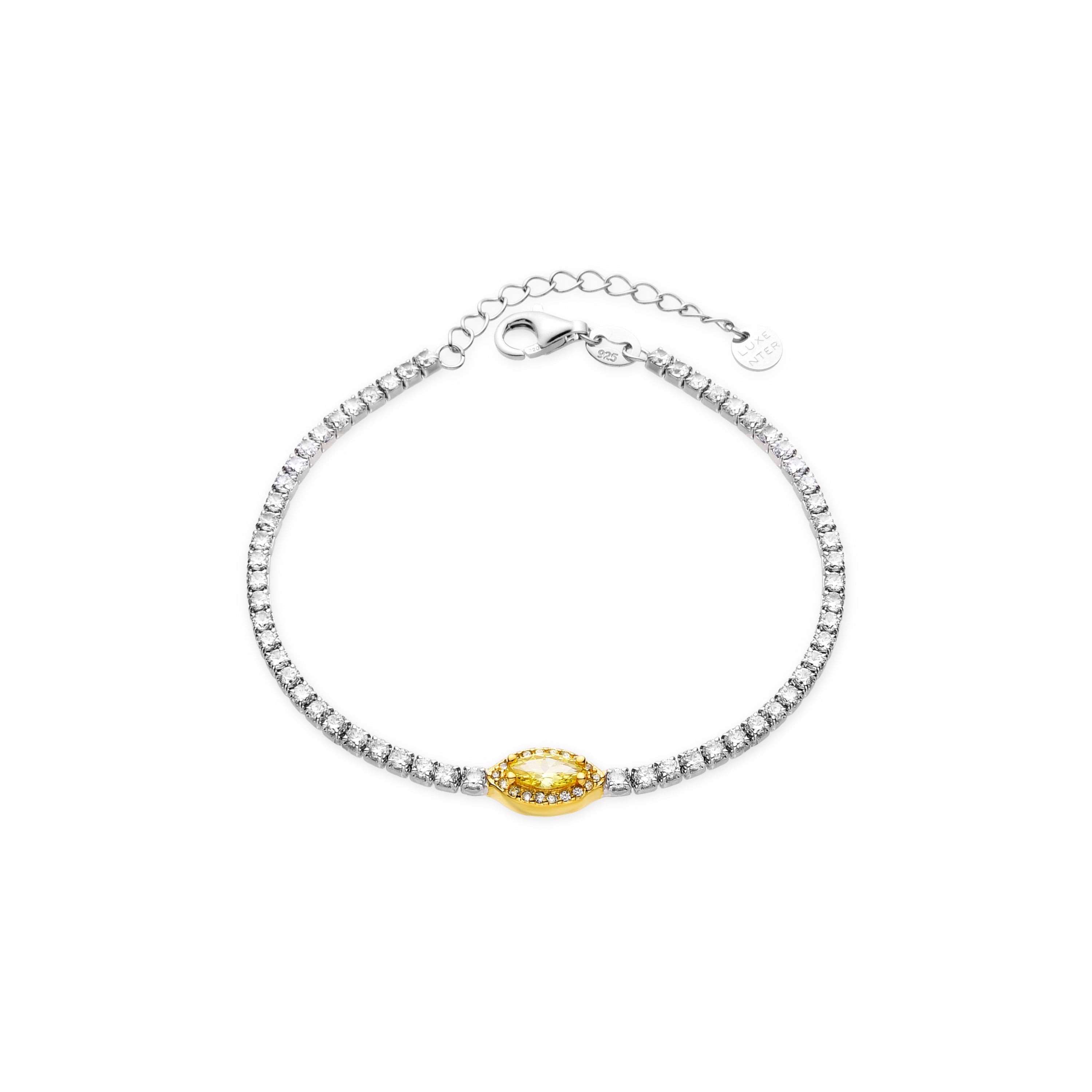 Pulsera de Plata de Ley 925 y Padparadscha acabada en rodio - Lied