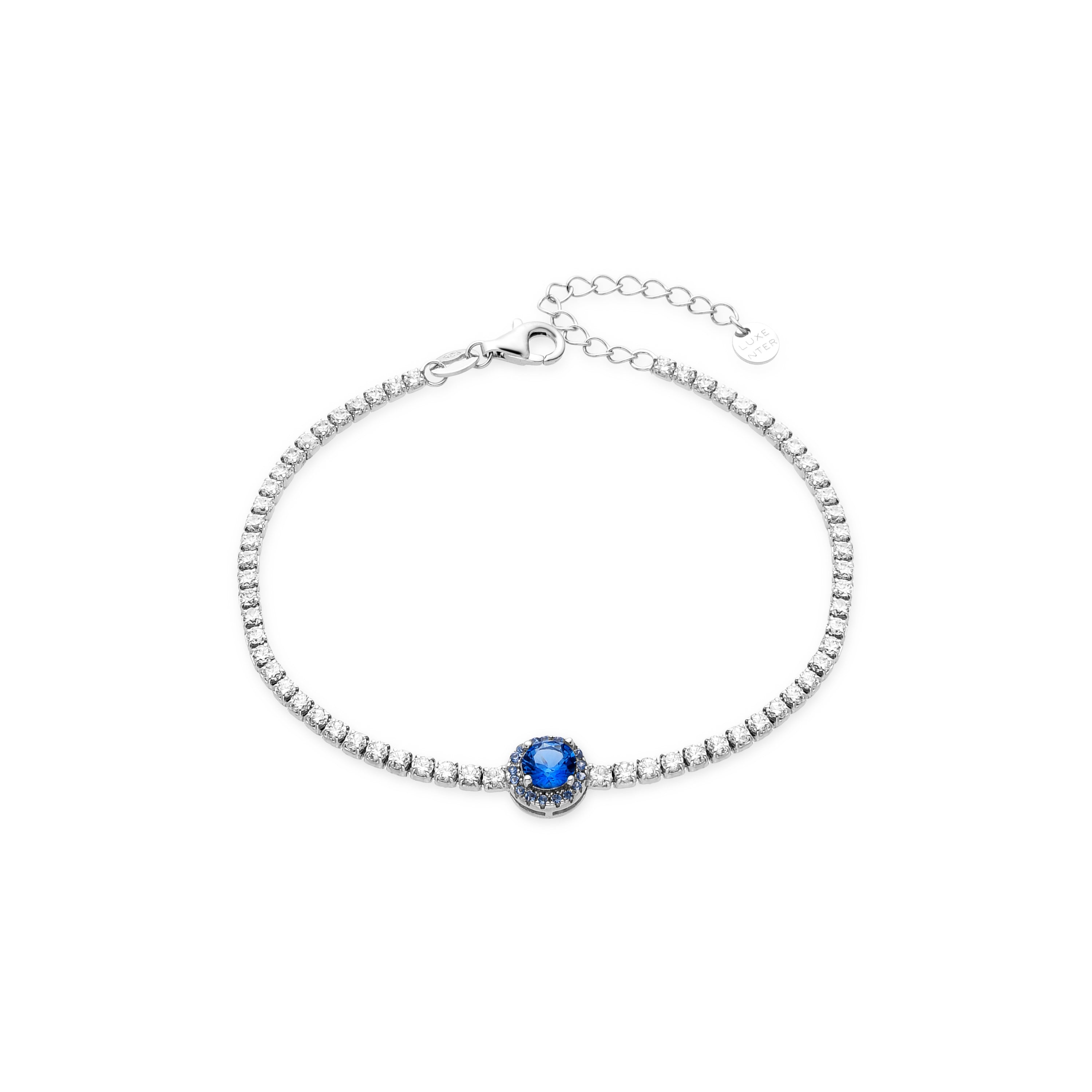 Pulsera de Plata de Ley 925 y Circonita Zafiro acabada en rodio - Lied