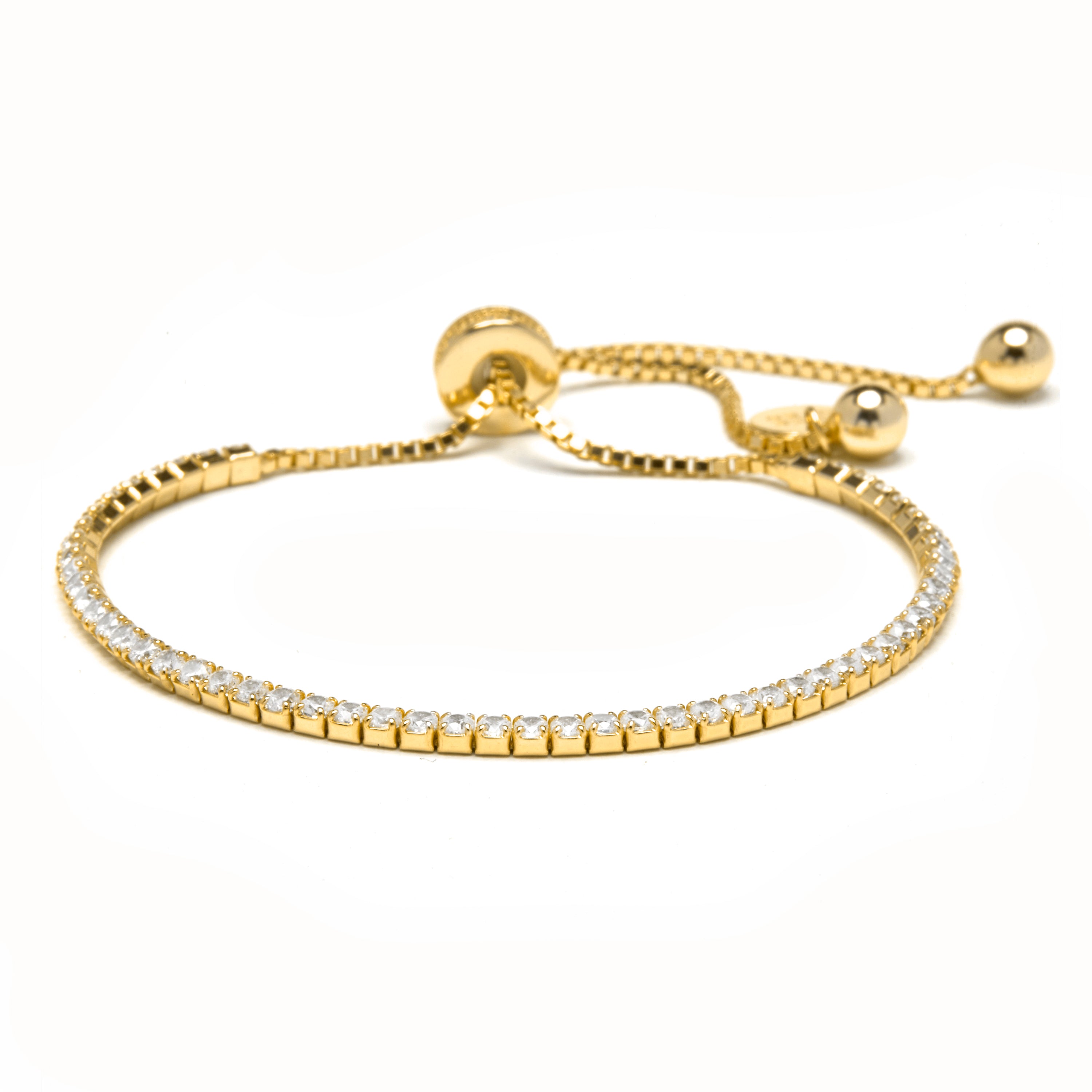 Pulsera de Plata de Ley 925 y circonita brillante acabado oro amarillo 18k - Kileh