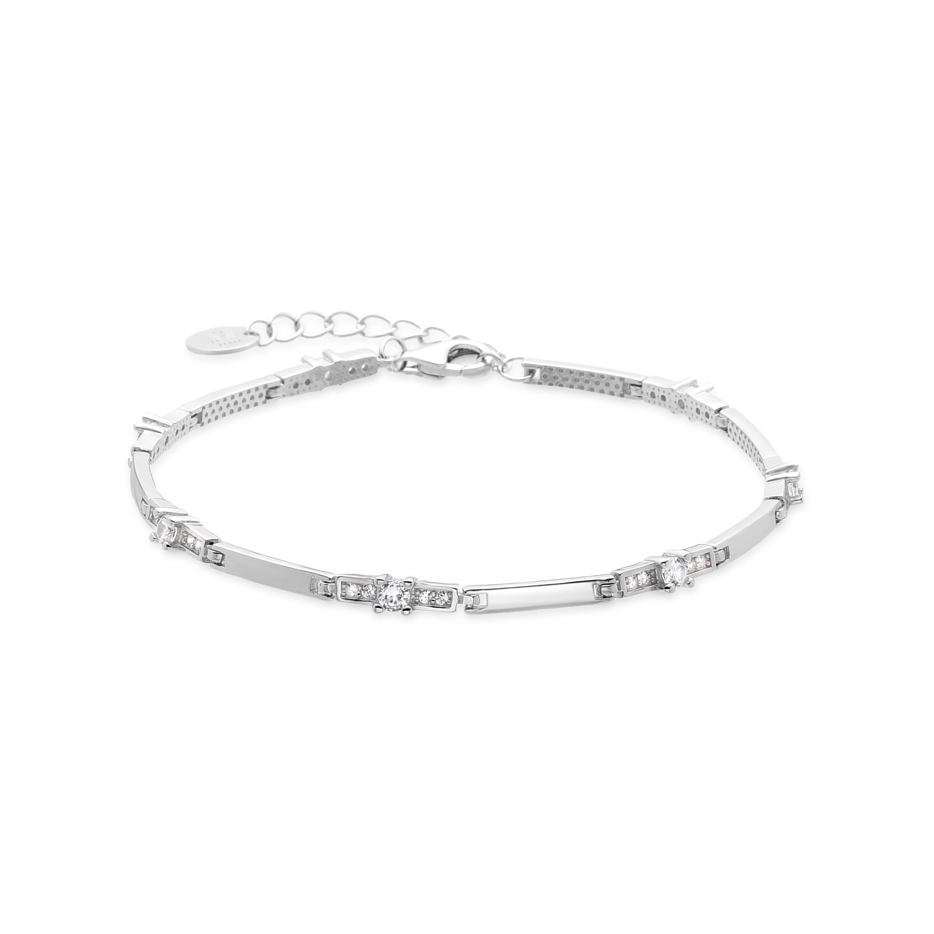 Pulsera de Plata de Ley 925 con Circonita Brillante acabada en rodio - Iwaru