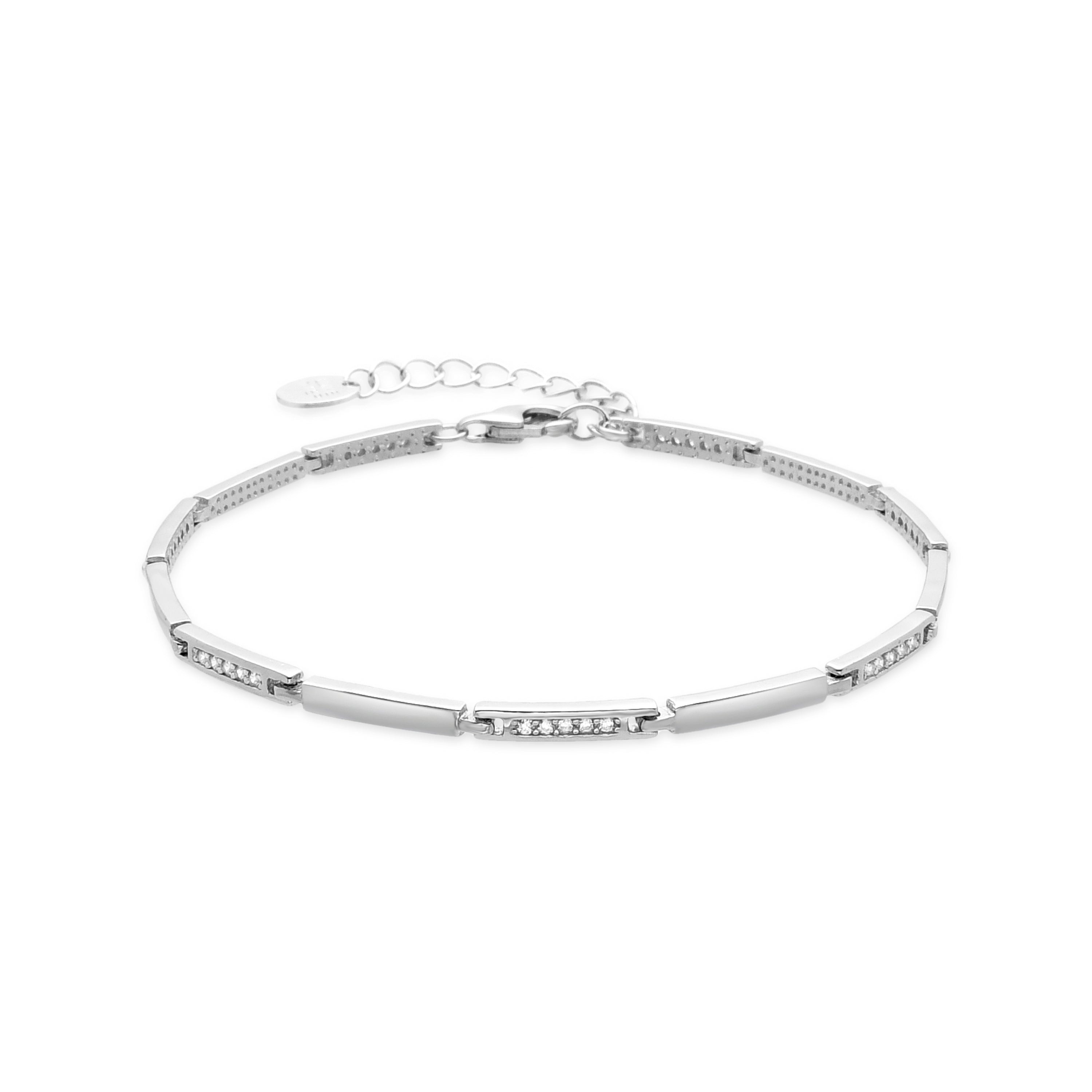 Pulsera de Plata de Ley 925 con Circonita Brillante acabada en rodio - Lahza