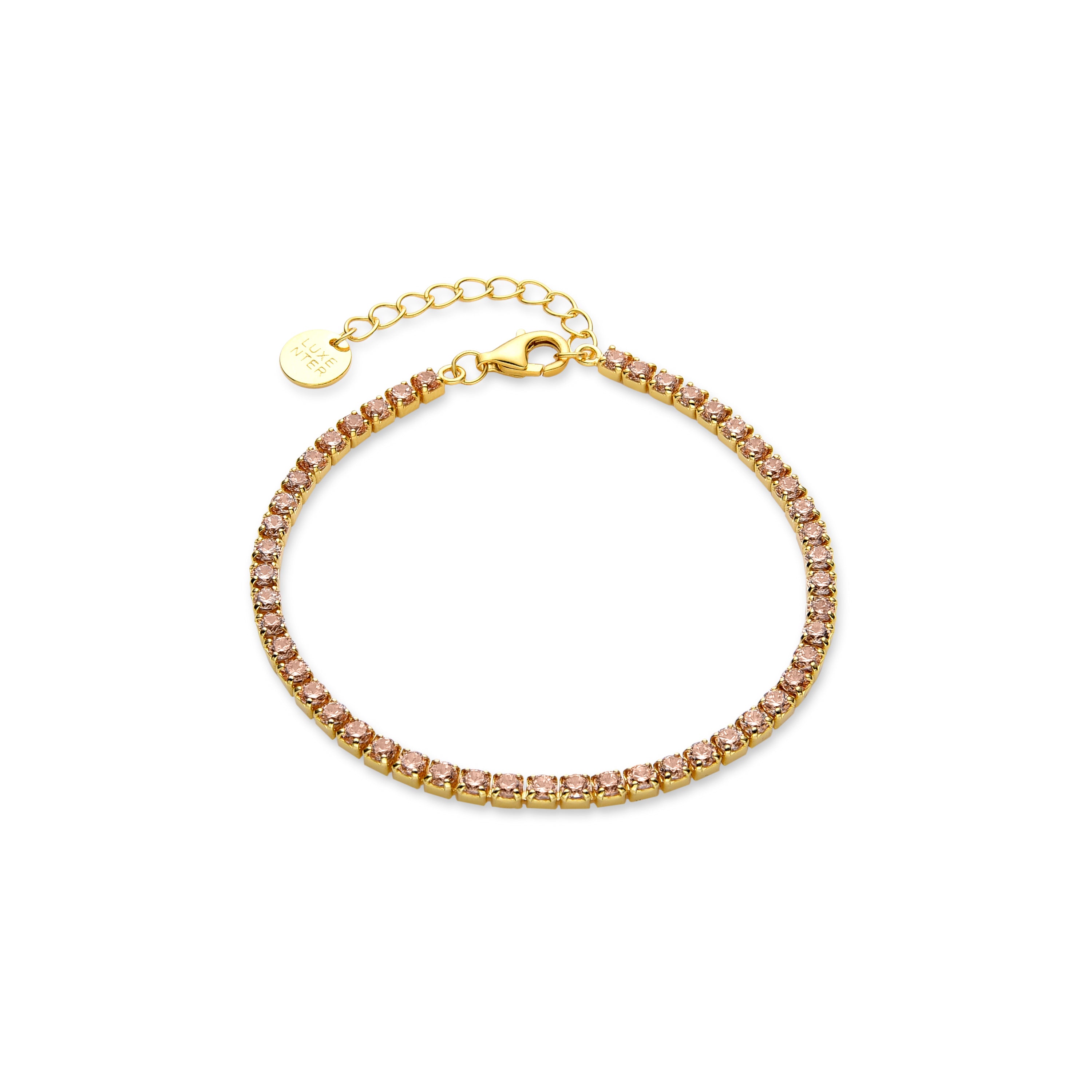 Pulsera de Plata de Ley 925 con Circonita Champagne acabada en oro amarillo de 18K - Tahu