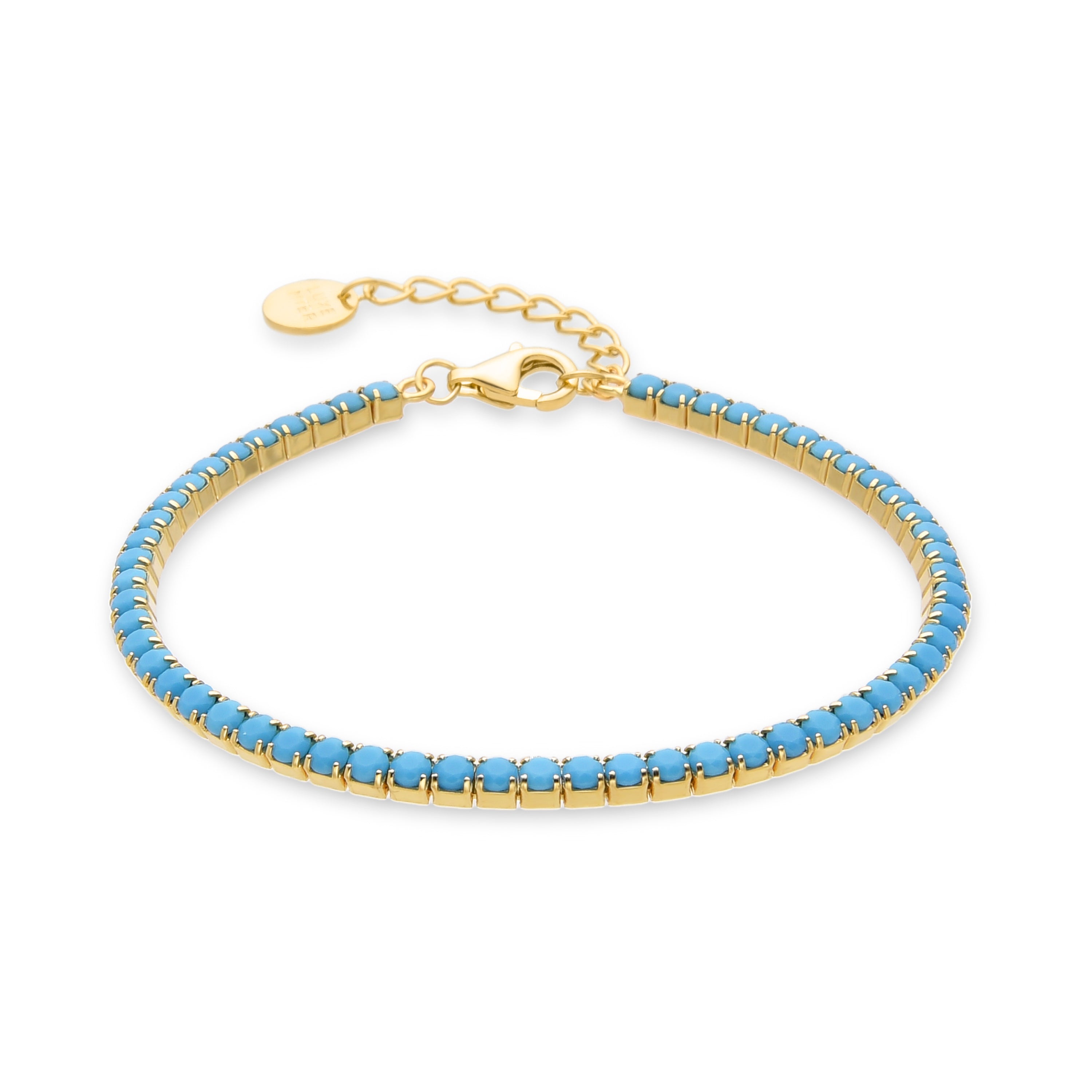 Pulsera de Plata de Ley 925 y Nano Turquesa acabada en oro amarillo de 18k - Nejad