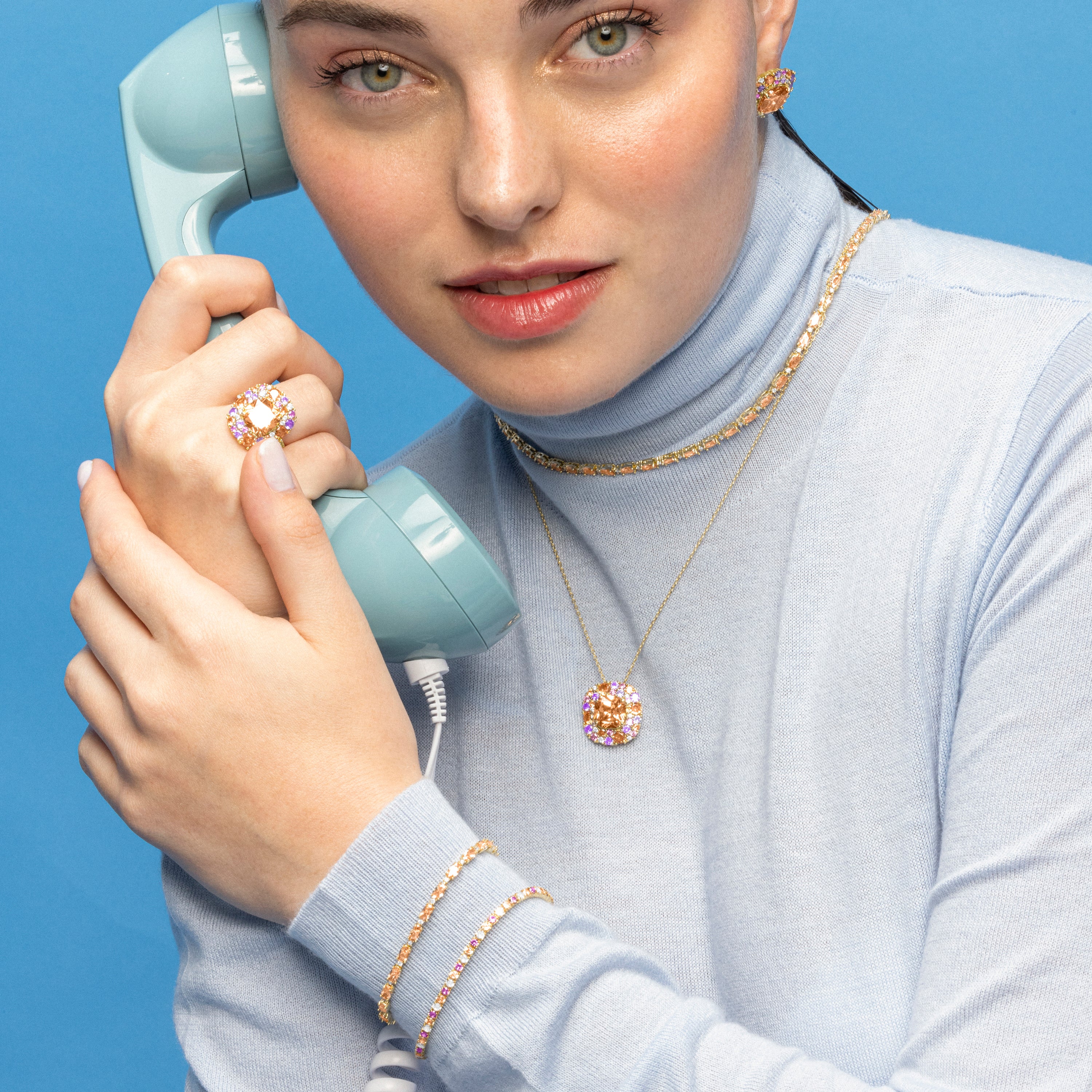 Pulsera de Plata de Ley 925 y Circonita Multicolor acabado oro 18k - Tahu