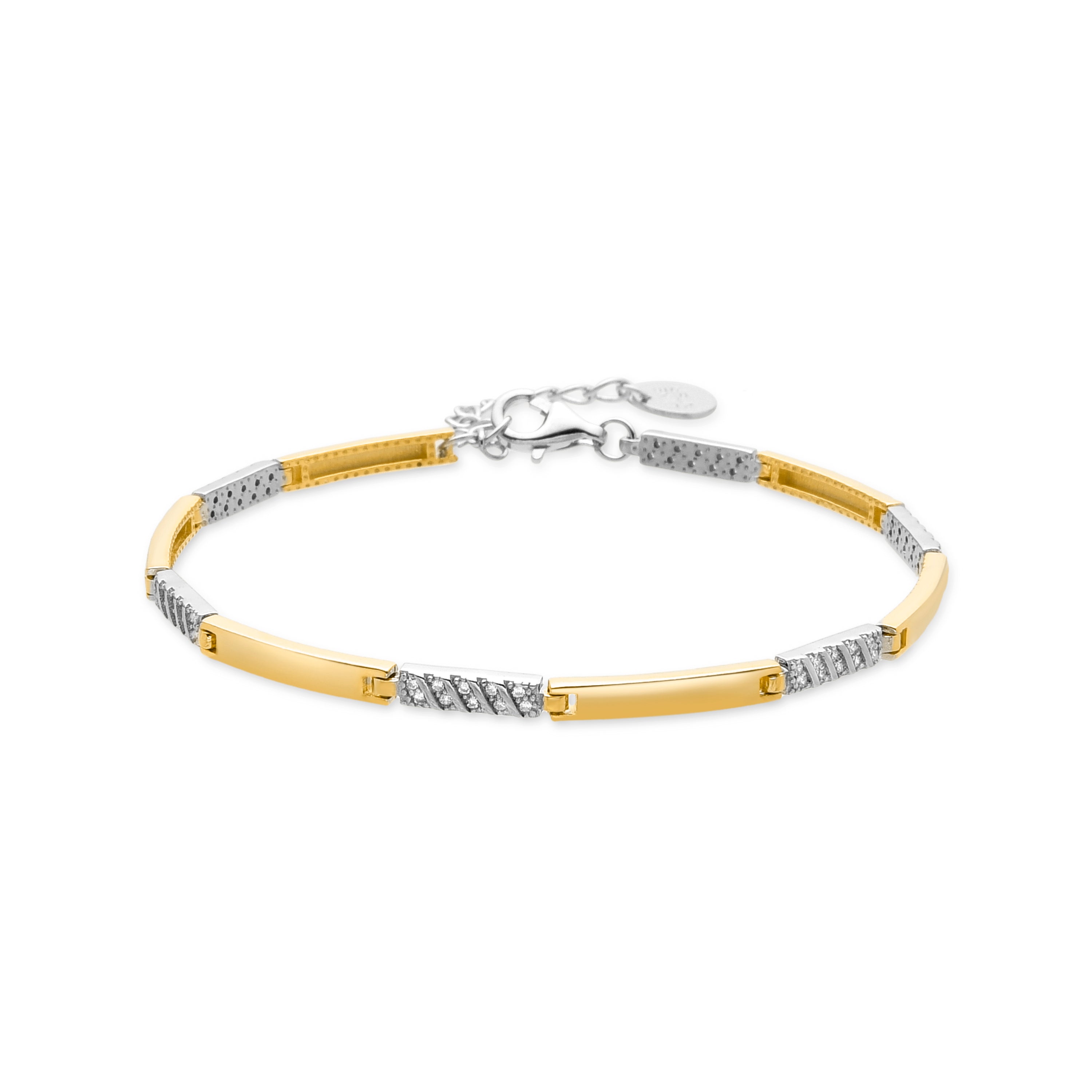 Pulsera de plata de ley 925 con Circonita Brillante acabada en oro amarillo de 18k - Kharia