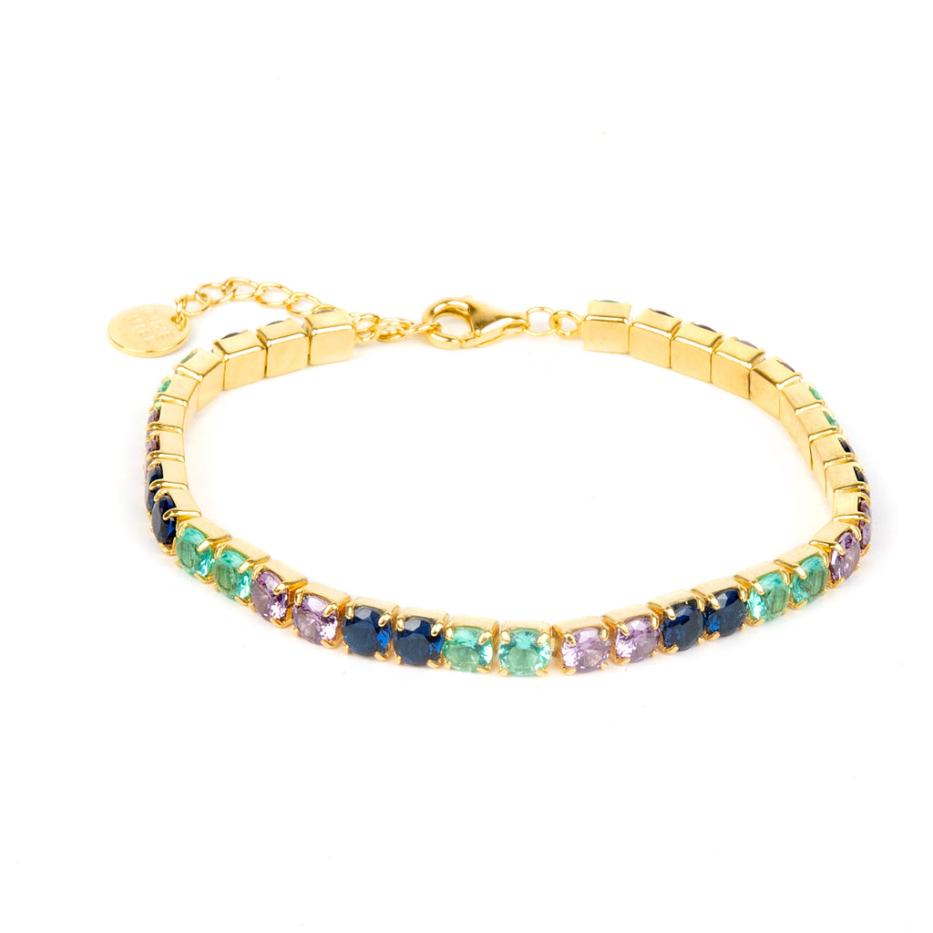925 Sterling Silver Bracelet with Sapphire Zirconia finished