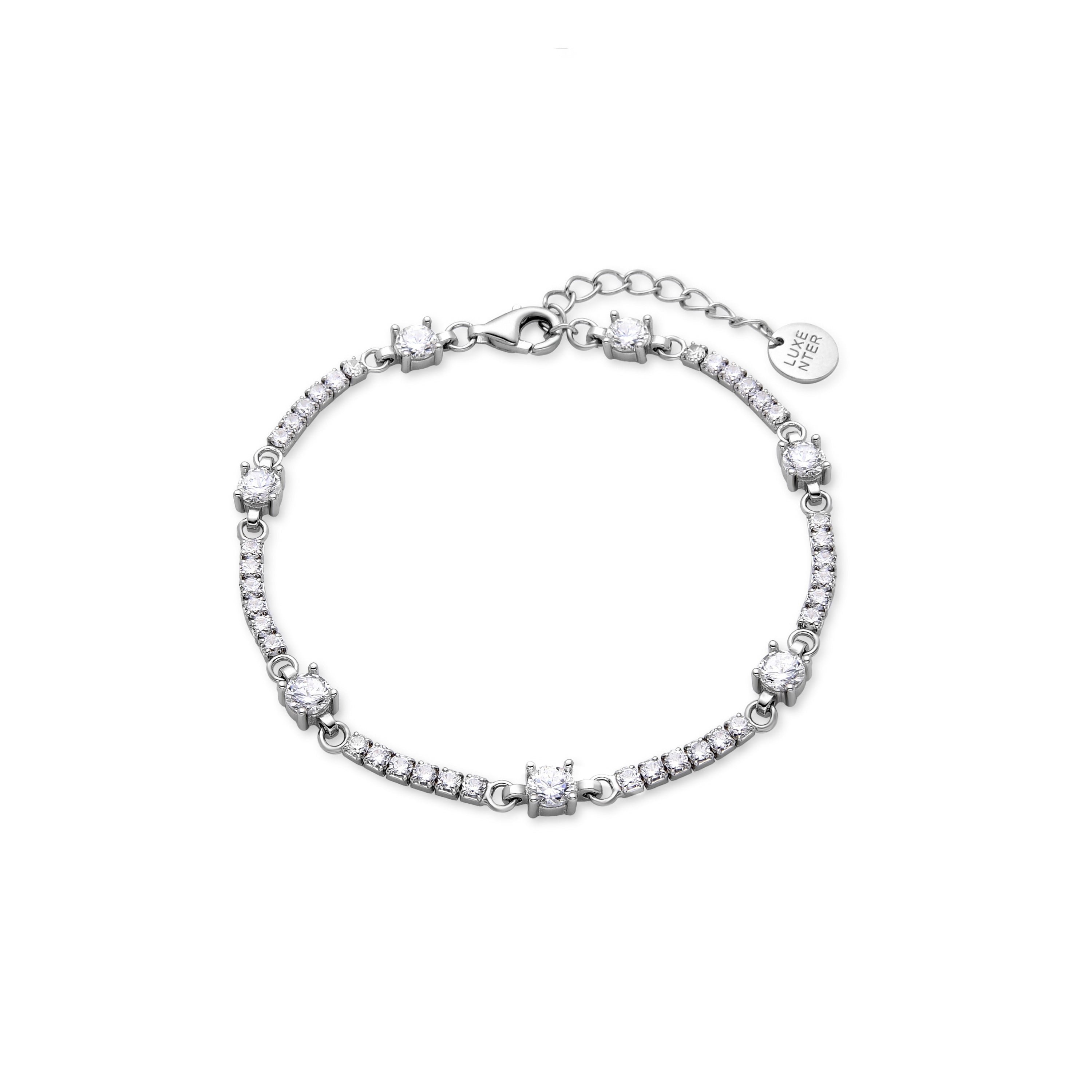 Pulsera de Plata de Ley 925 con Circonita Brillante acabada en rodio - Zarno