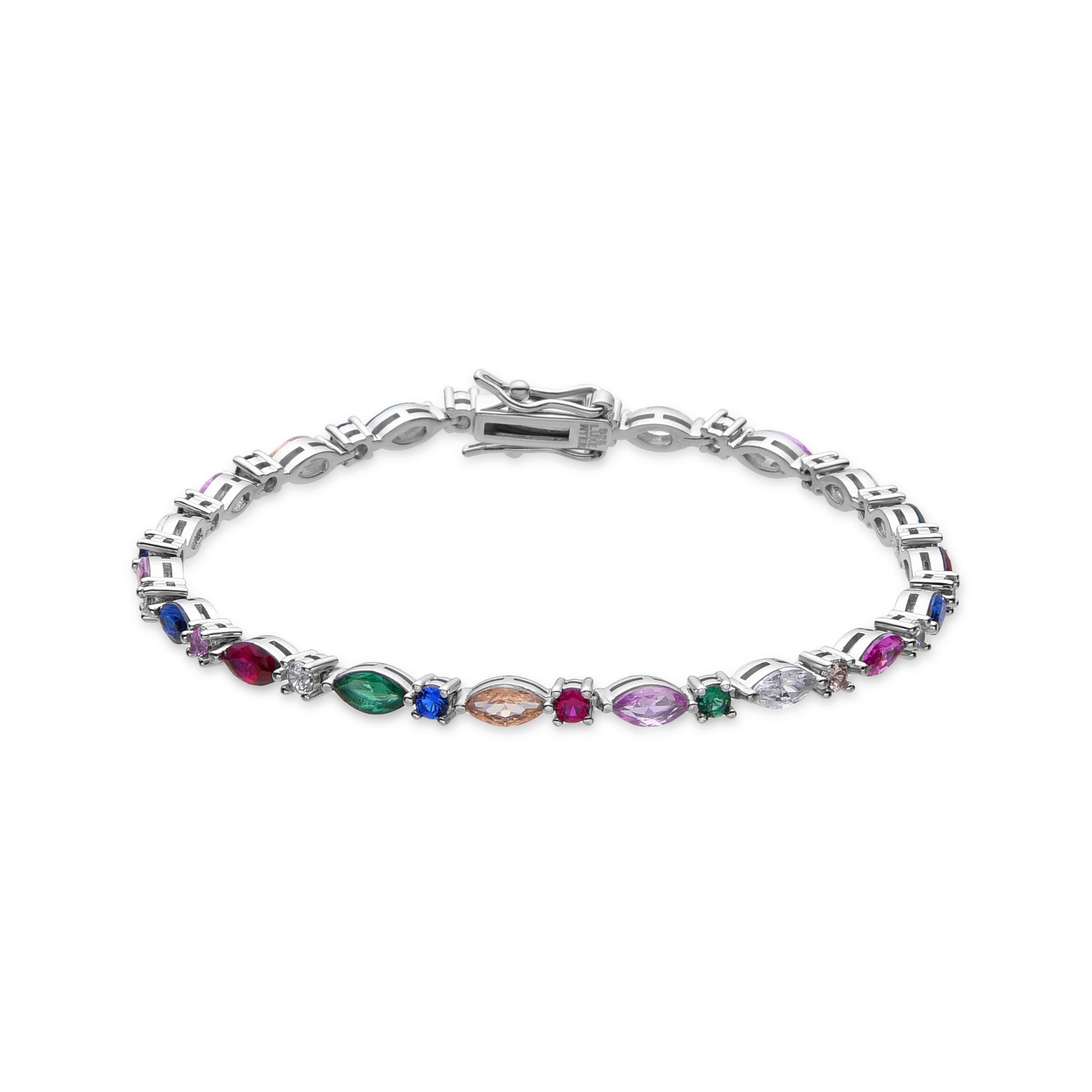 Pulsera de Plata de Ley 925 y Circonita Multicolor acabada en rodio - Zoela