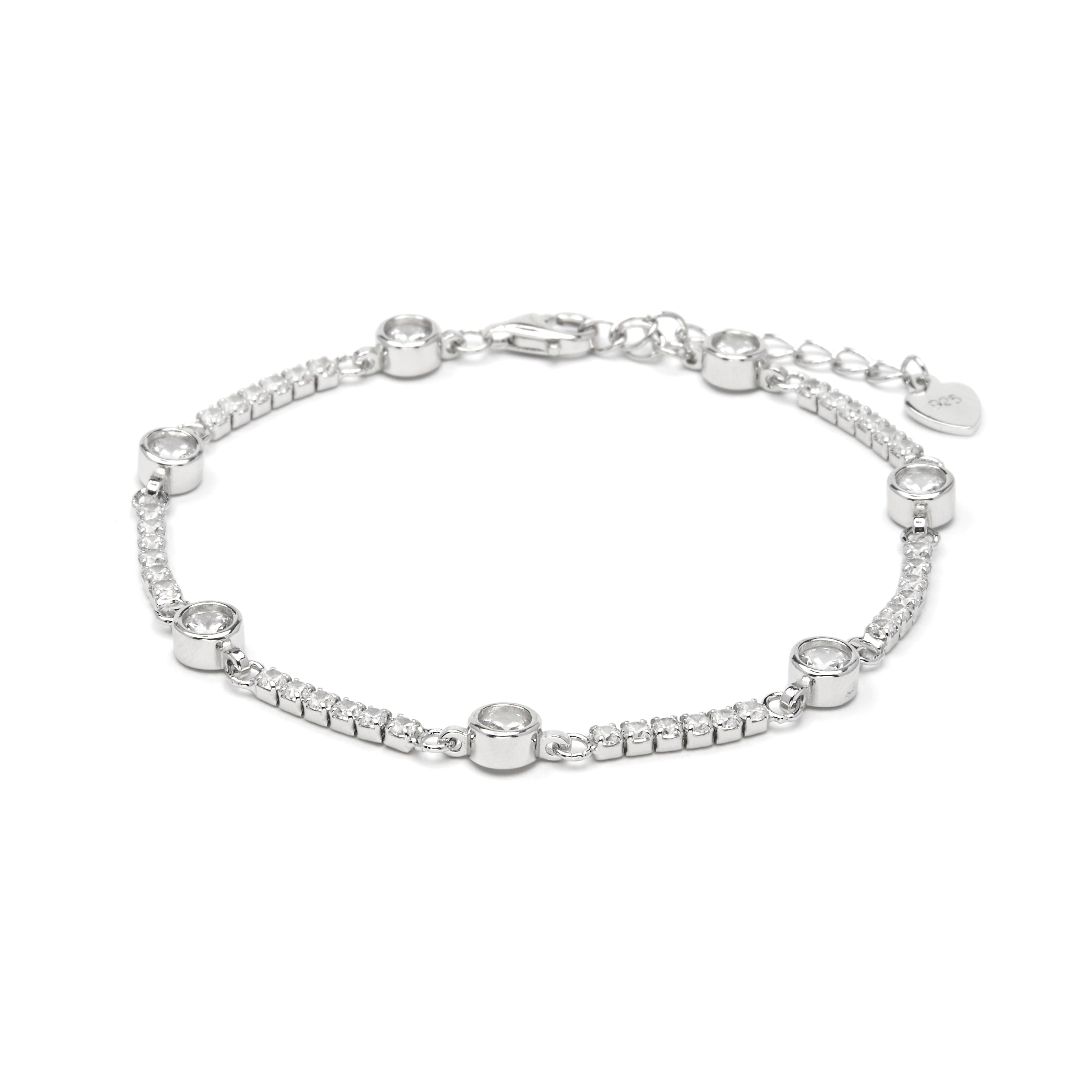 Pulsera de Plata de Ley 925 y Circonita Brillante acabado en rodio - Talval