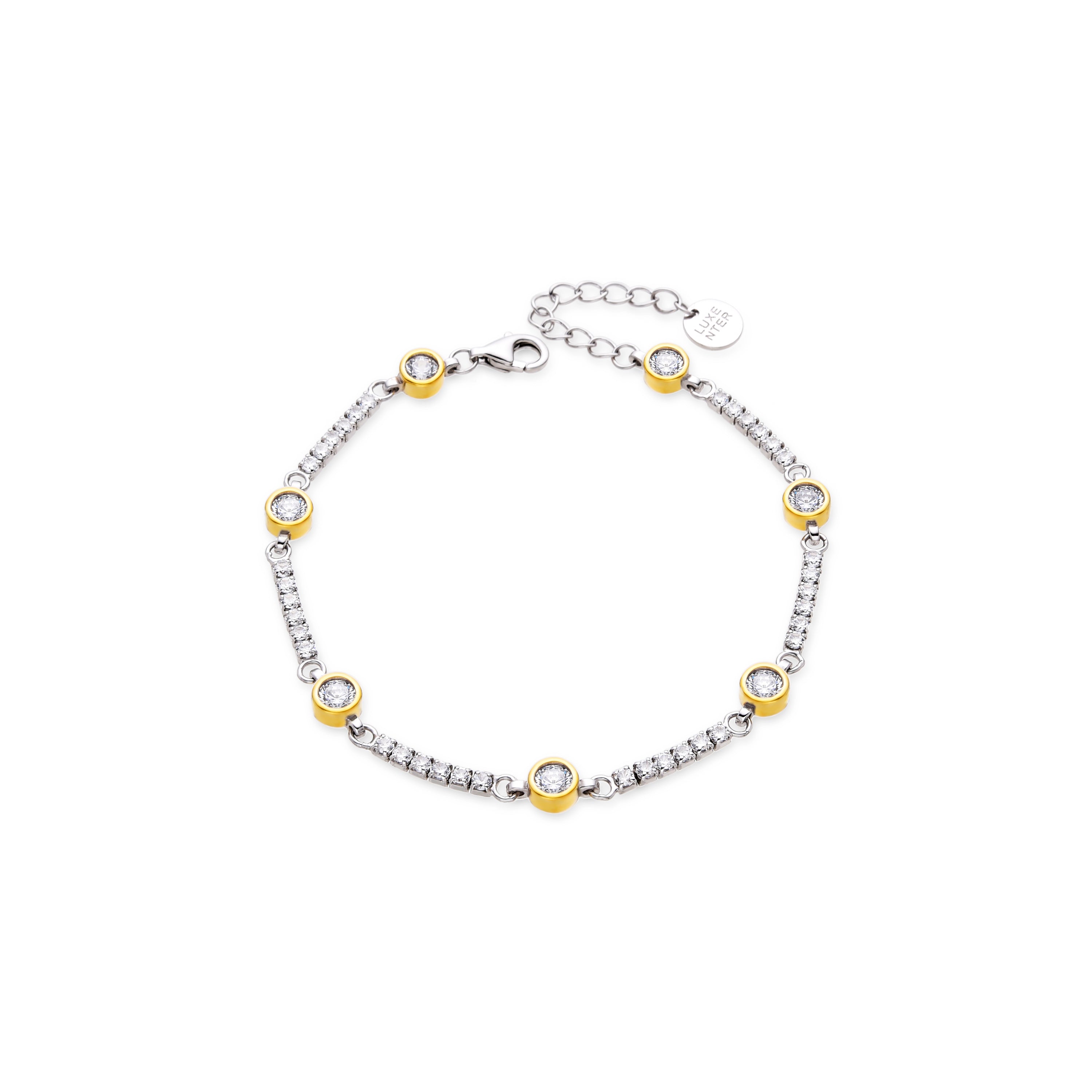 Pulsera de Plata de Ley 925 y Circonita Brillante acabada en oro amarillo de 18k - Talval