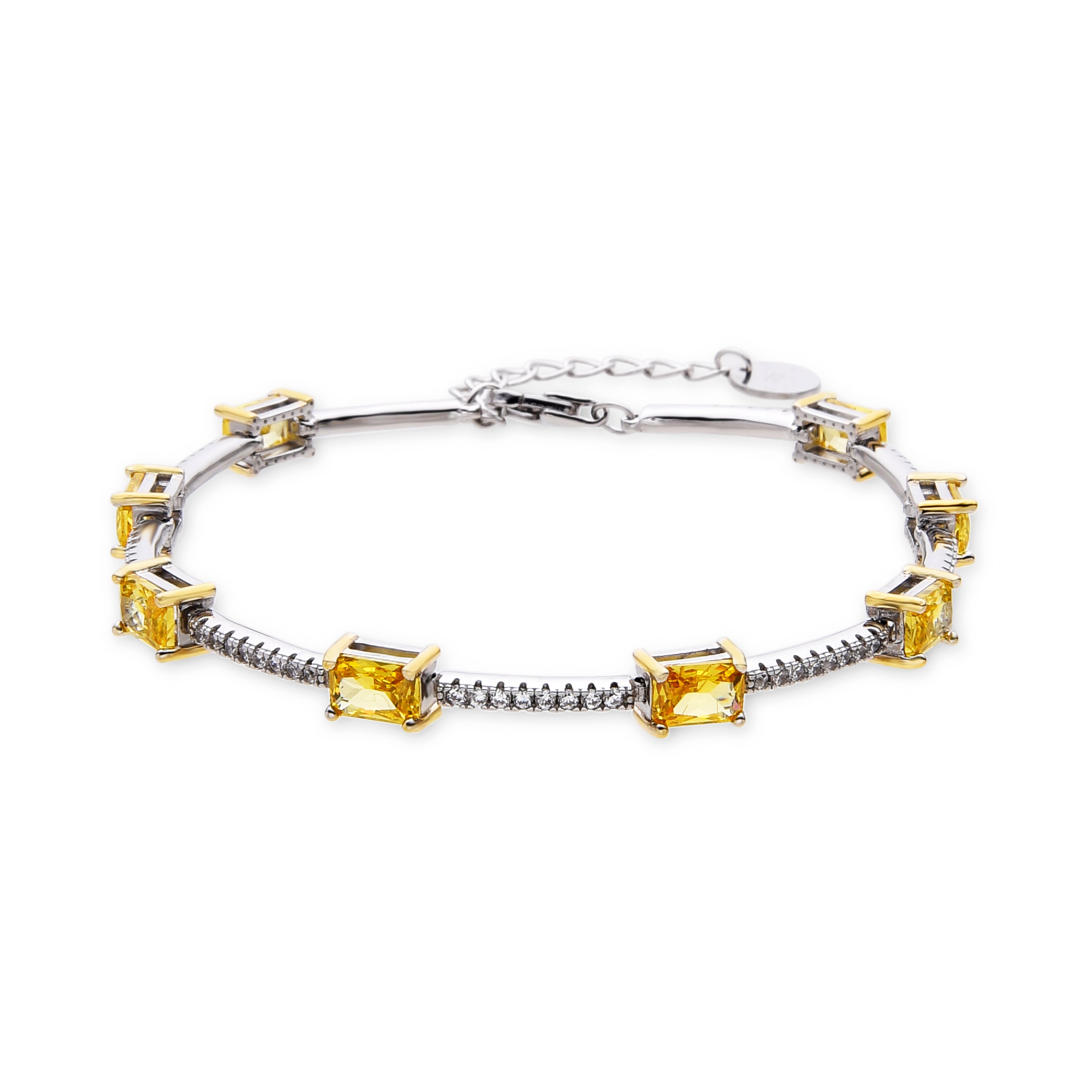 Pulsera de Plata de Ley 925 y Padparadscha acabada en rodio - Poxdi