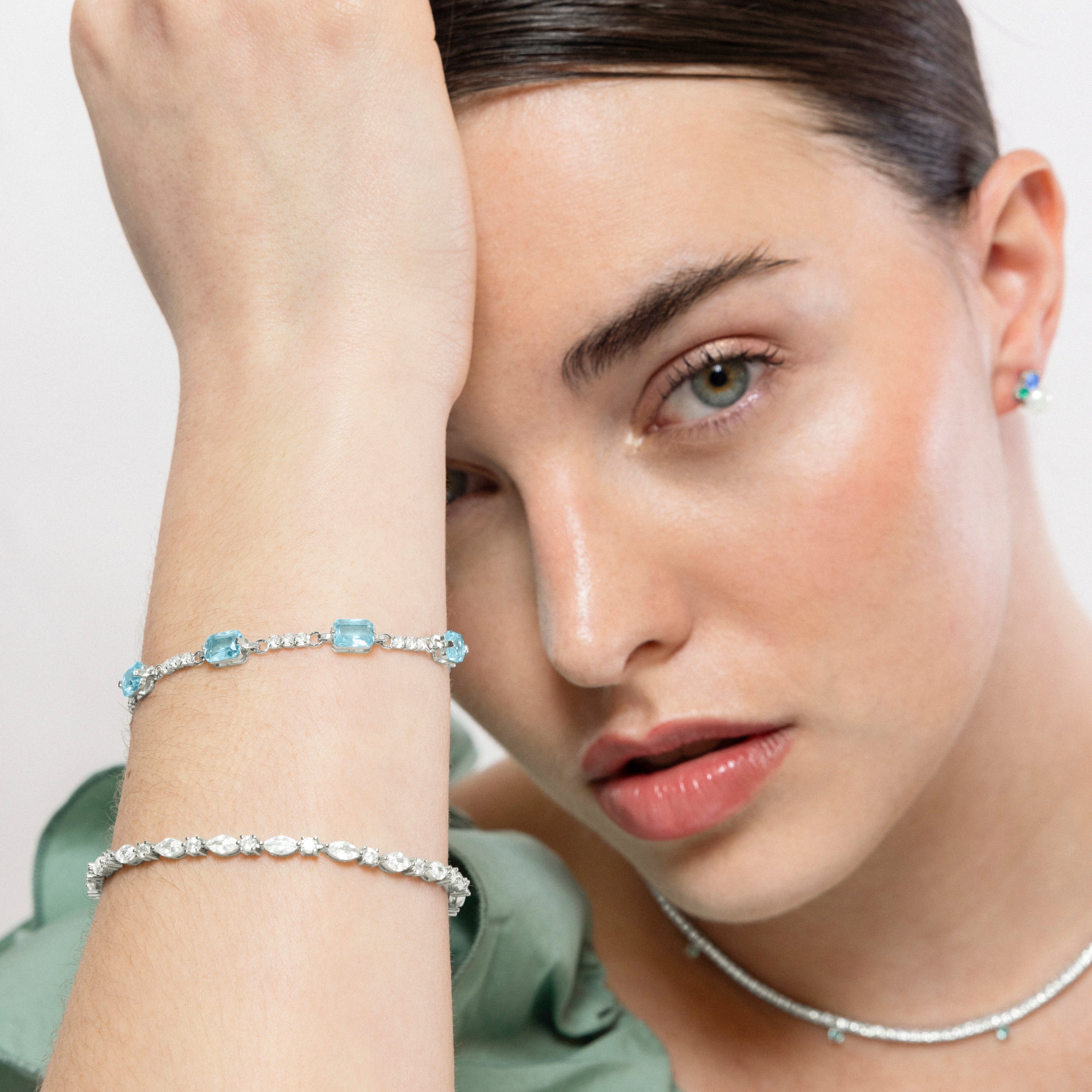 Pulsera de Plata de Ley 925 y Circonita Brillante acabada en rodio - Myva