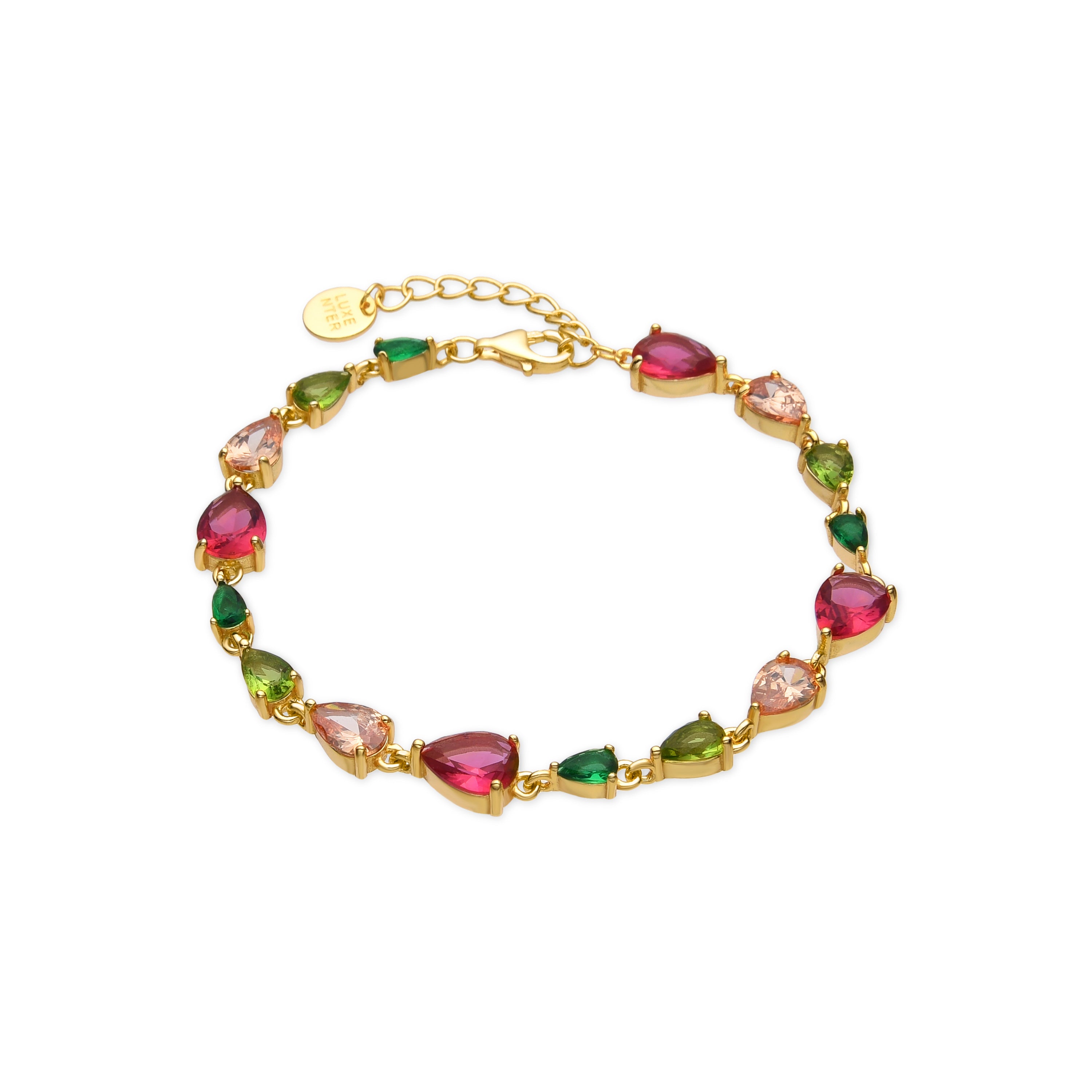 Pulsera de Plata de Ley 925 y Circonita Multicolor acabado oro amarillo de 18k - Akra