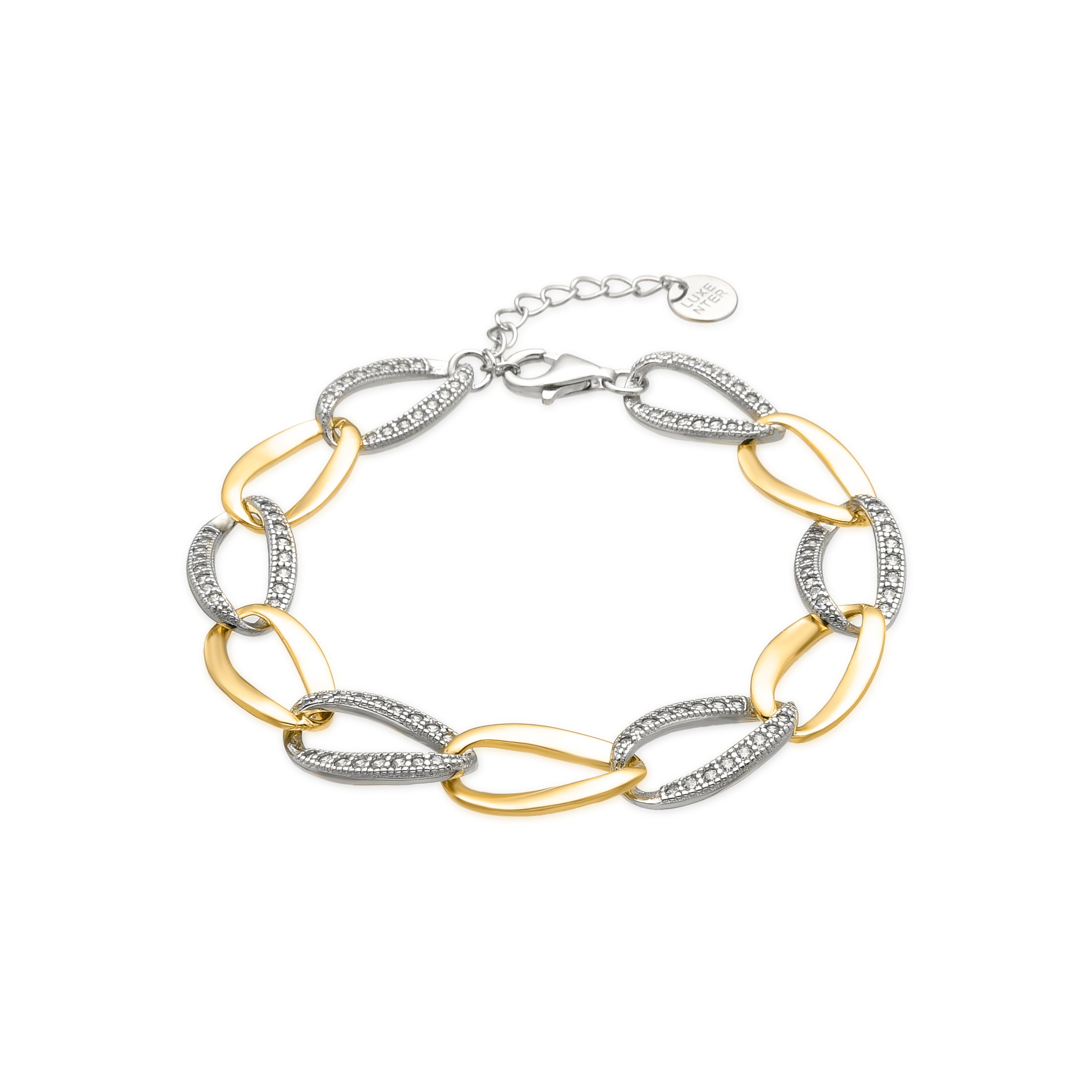 Pulsera de Plata de Ley 925 y Circonita Brillante acabado oro amarillo de 18k - Aborg