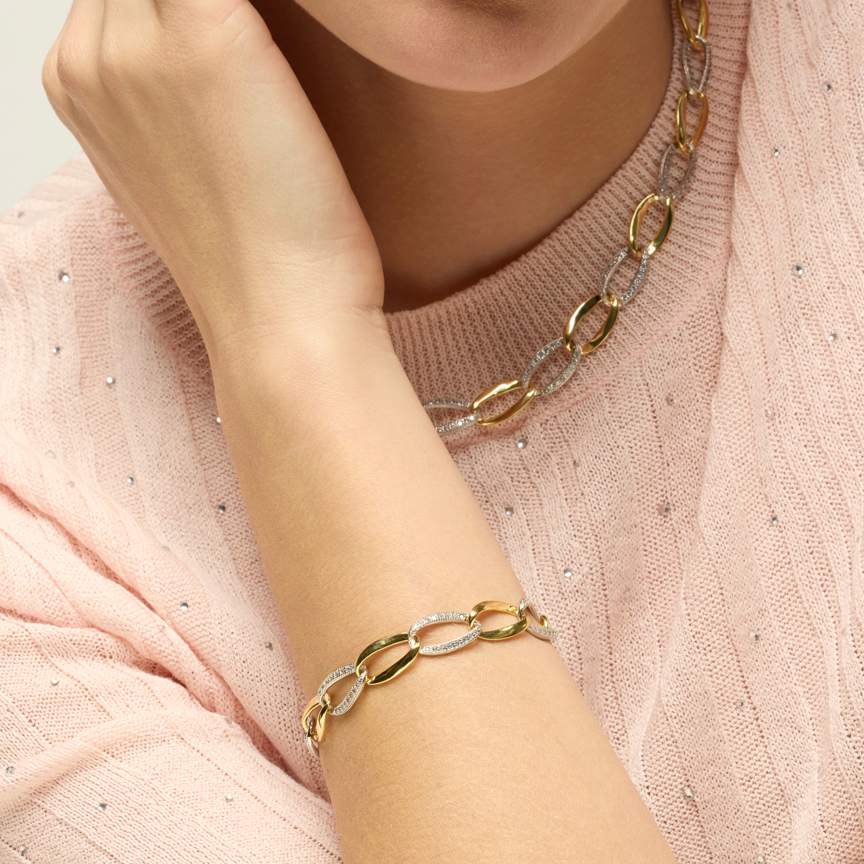 Pulsera de Plata de Ley 925 y Circonita Brillante acabado oro amarillo de 18k - Aborg