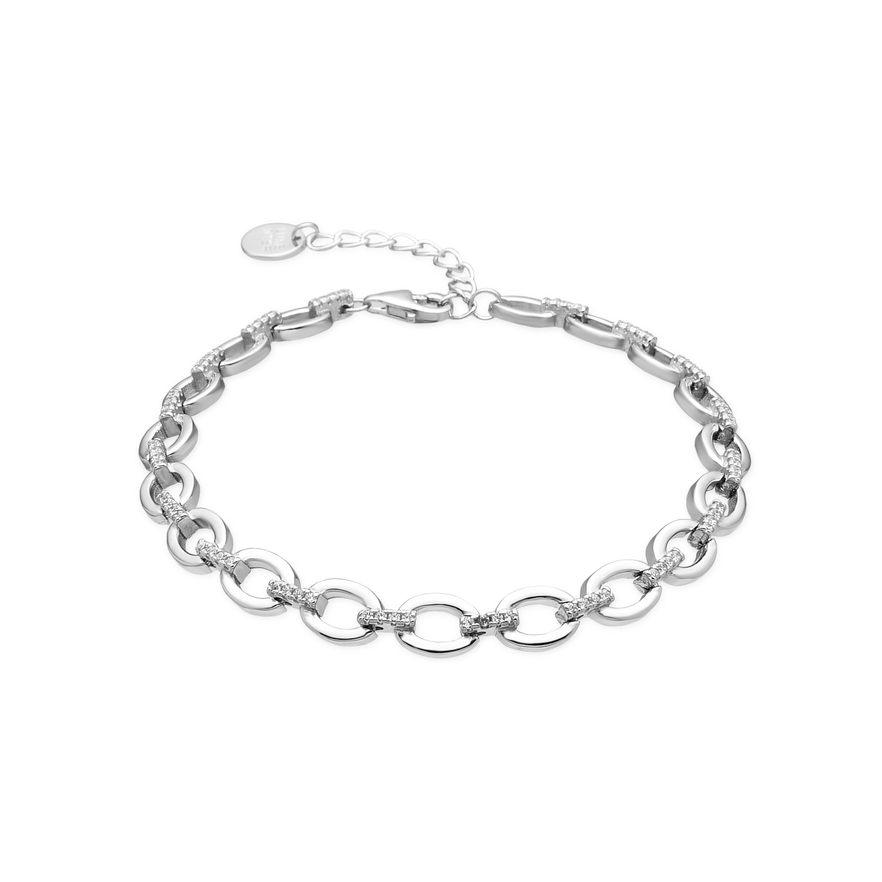 Pulsera de Plata de Ley 925 y Circonita Brillante acabado rodio - Dresher